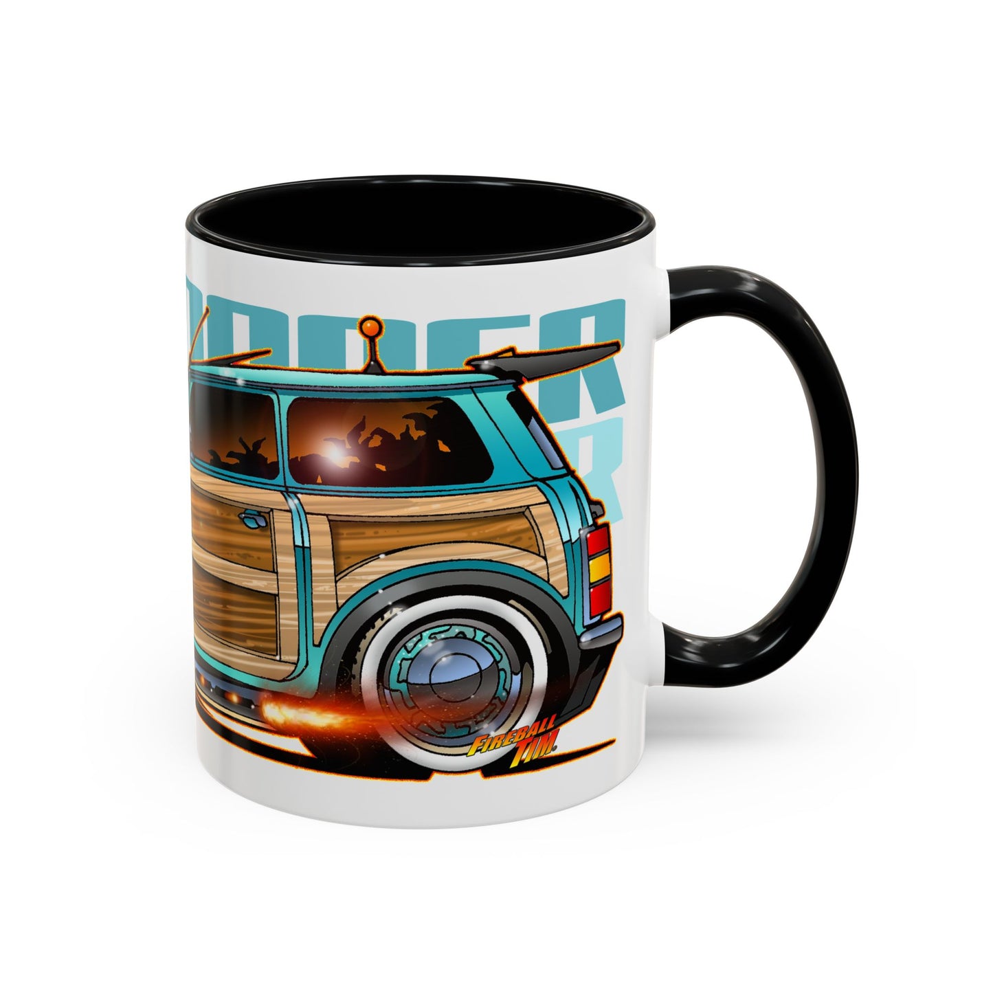 MINI COOPER Custom Woodie Fireball Art Coffee Mug 11oz