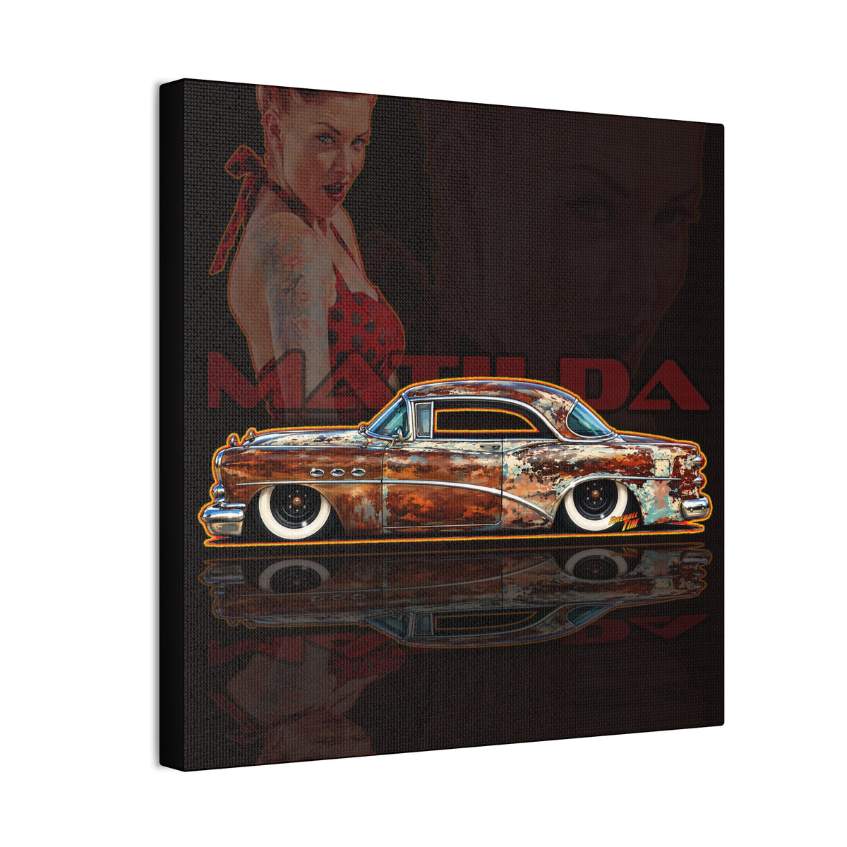 BUICK 1954 KUSTOM SPECIAL Collectible Fireball Art Canvas Stretched Print