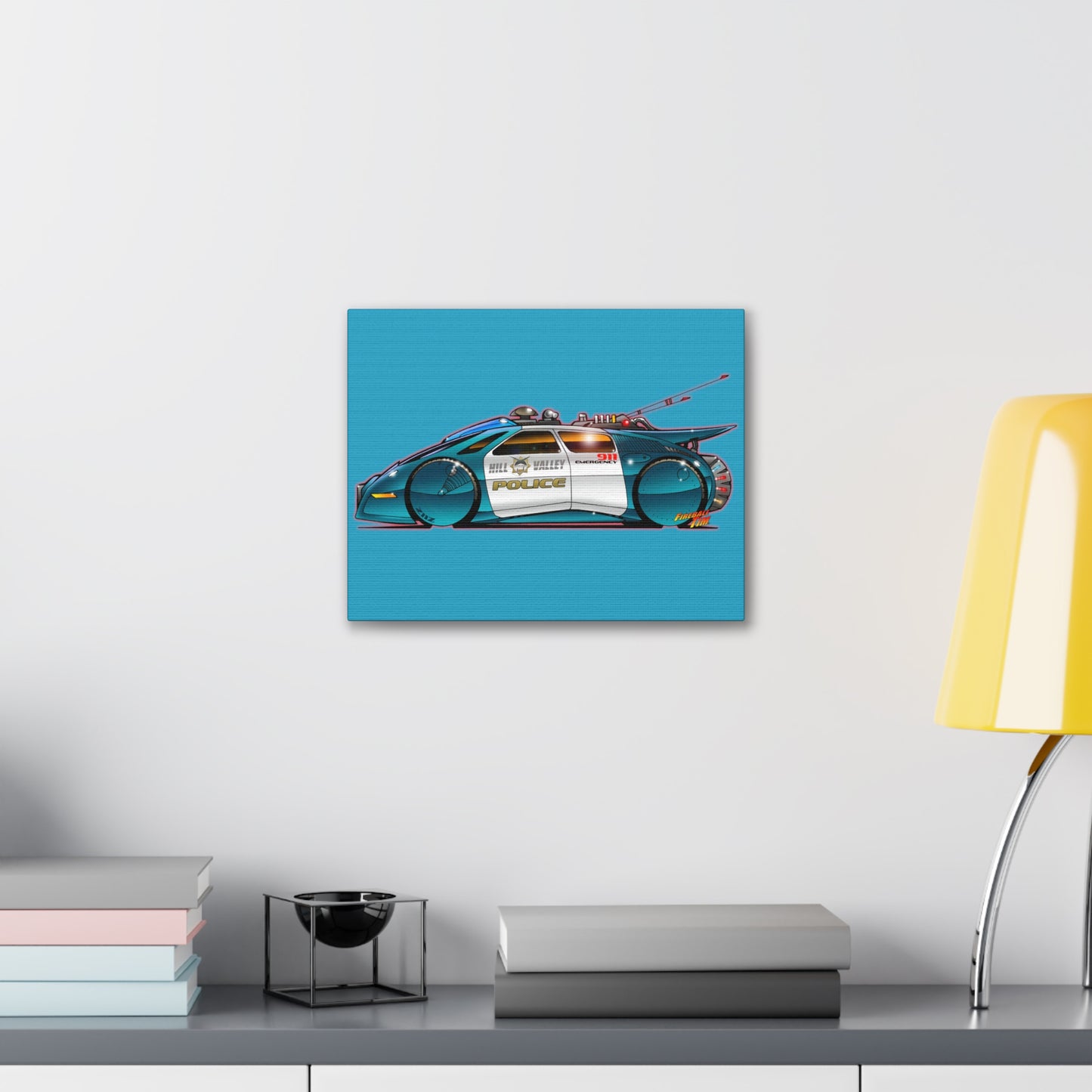 BACK to the FUTURE 2 Hill Valley Police Car Movie Canvas gallery Art Print 11x14