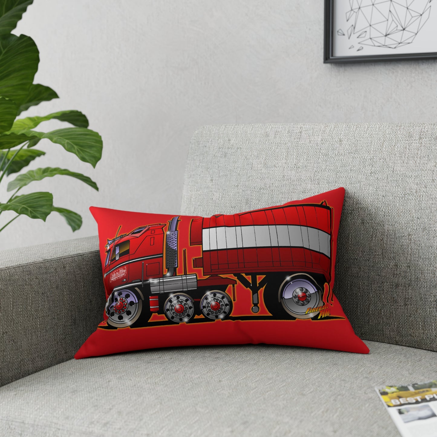 BJ AND THE BEAR Semi Truck Broadcloth Pillow 5 Sizes