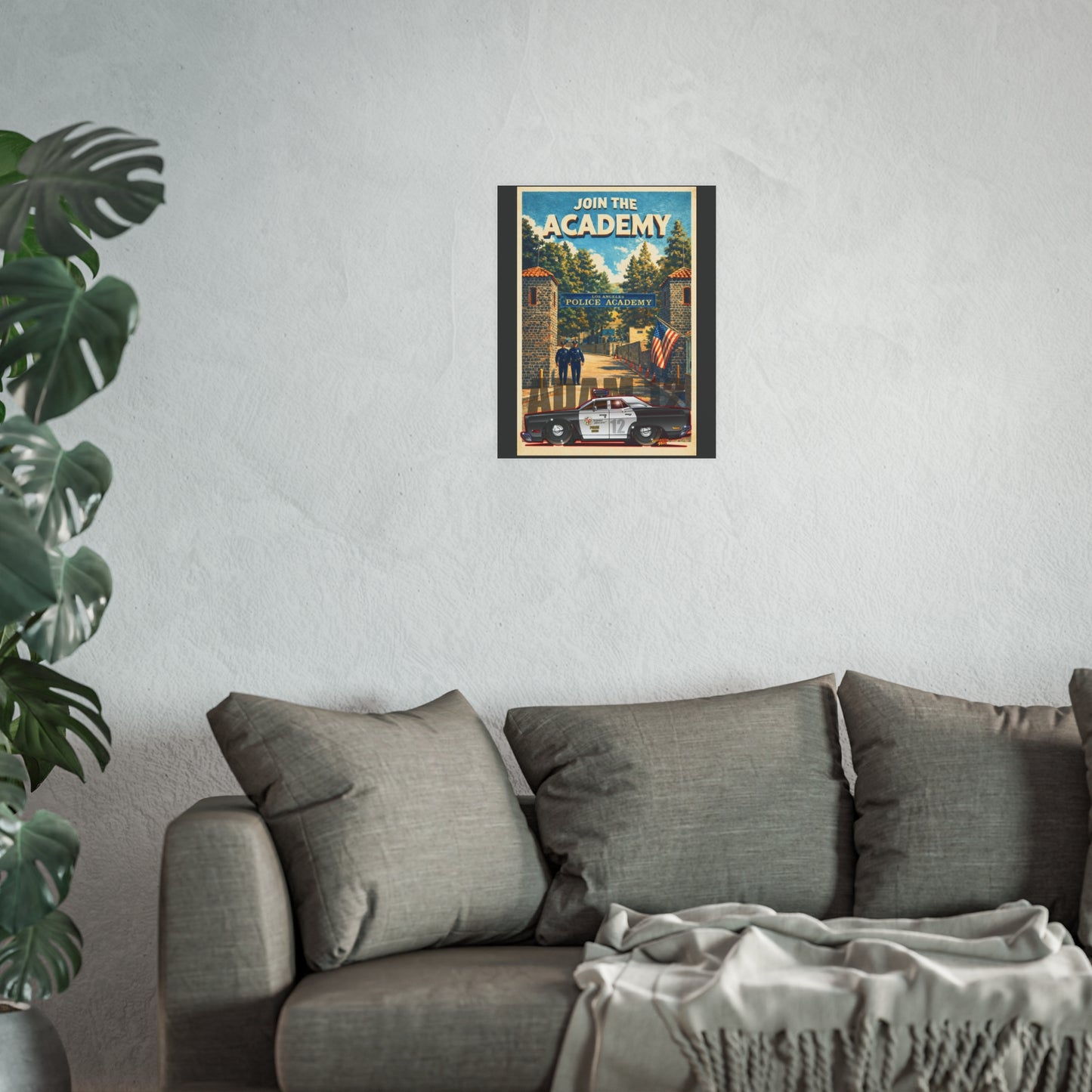 VISIT LOS ANGELES POLICE ACADEMY Adam 12 Plymouth Vintage Fireball Art Travel Poster Satin/Matte
