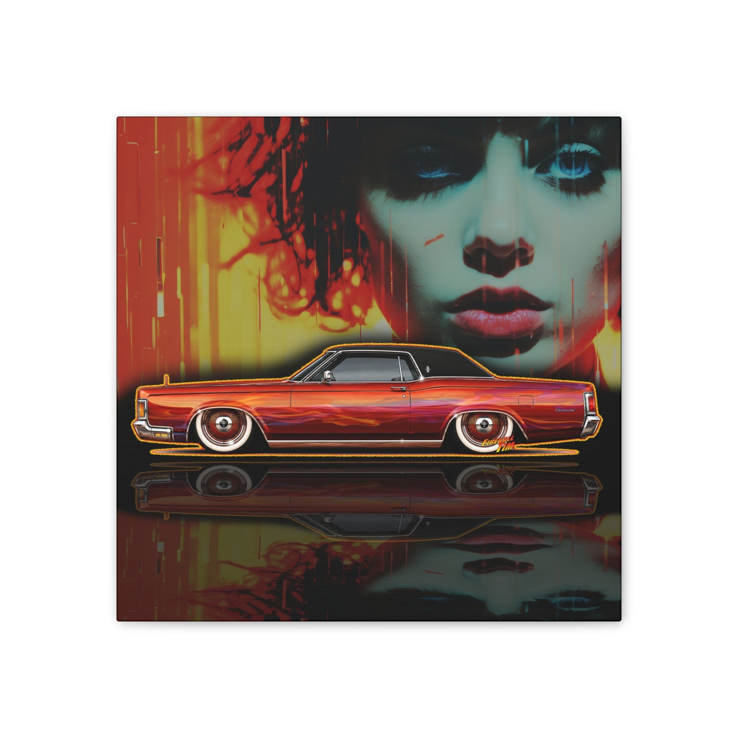 LINCOLN CONTINENTAL Mark III Custom 1961 Collectible Fireball Art Canvas Stretched Print