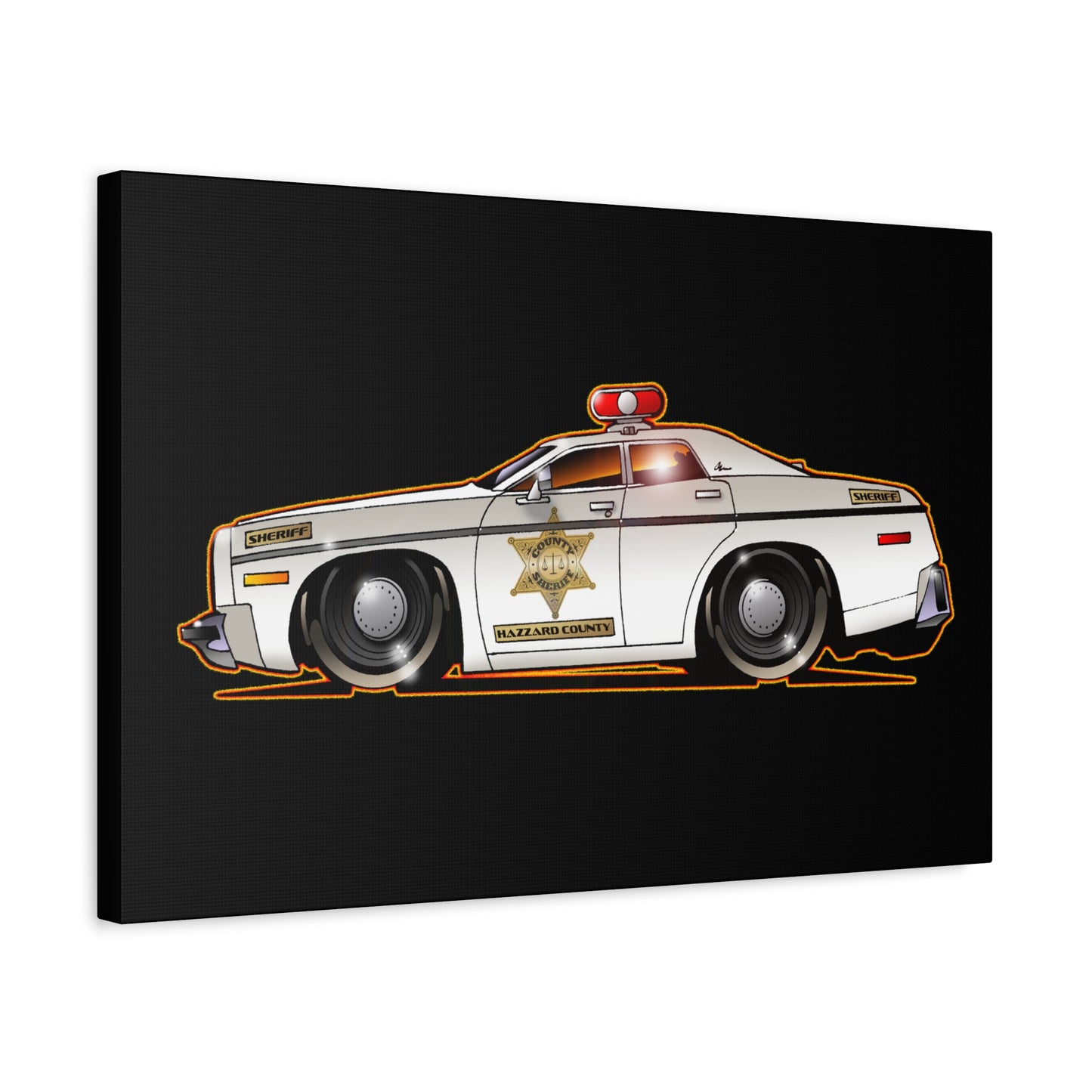 DUKES OF HAZZARD SHERIFF POLICE CAR Fireball Art Canvas Print