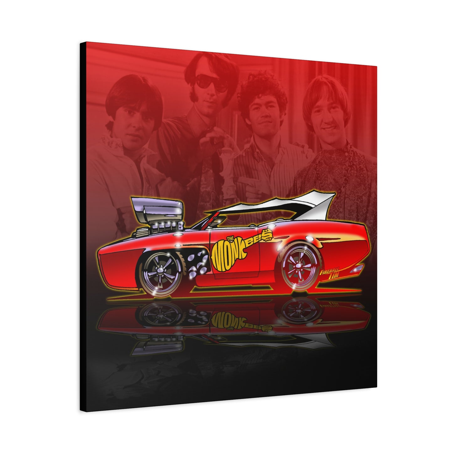 THE MONKEES Monkeemobile Fireball Canvas Art Wall Print
