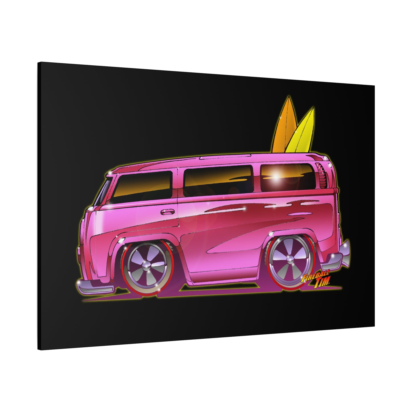 HOT WHEELS PINK BEACH BOMB BUS Fireball Art Canvas Print