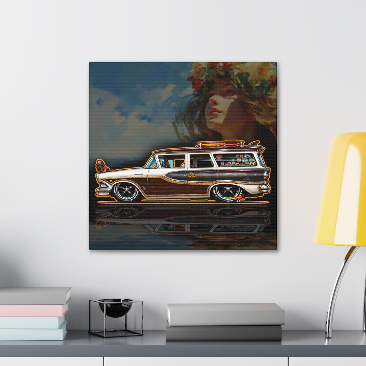 EDSEL BERMUDA 1958 Custom Station Wagon Collectible Art Canvas Stretched Print