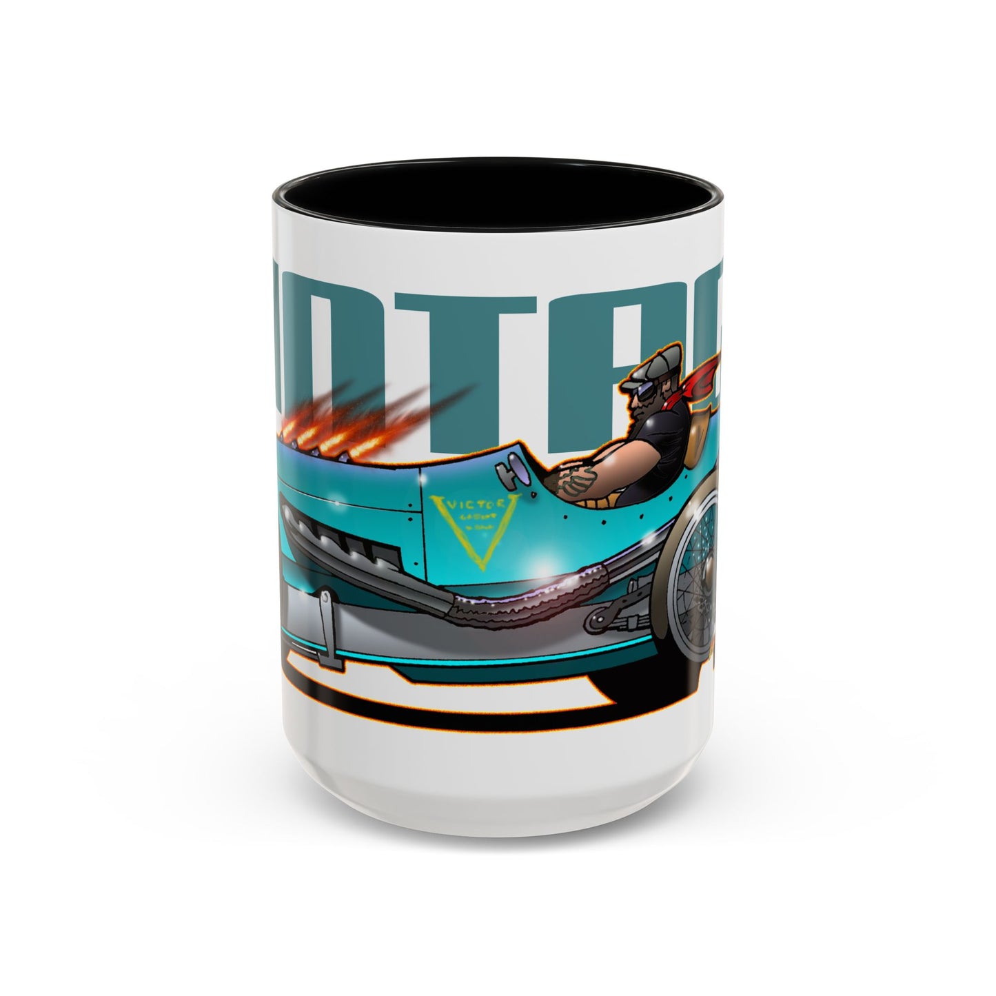 CUSTOM VINTAGE RACE CAR Fireball Art Coffee Mug - 2 Sizes
