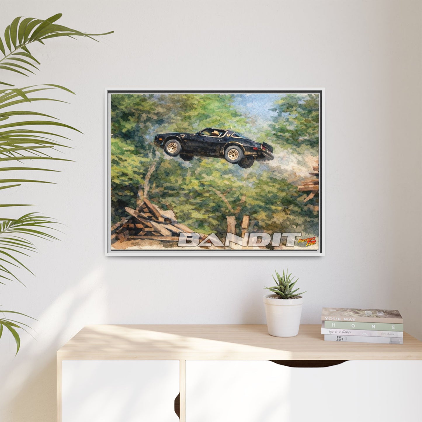 SMOKEY AND THE BANDIT TRANS AM WATERCOLOR PAINTING Fireball Movie Car Canvas Print - Framed 24x18