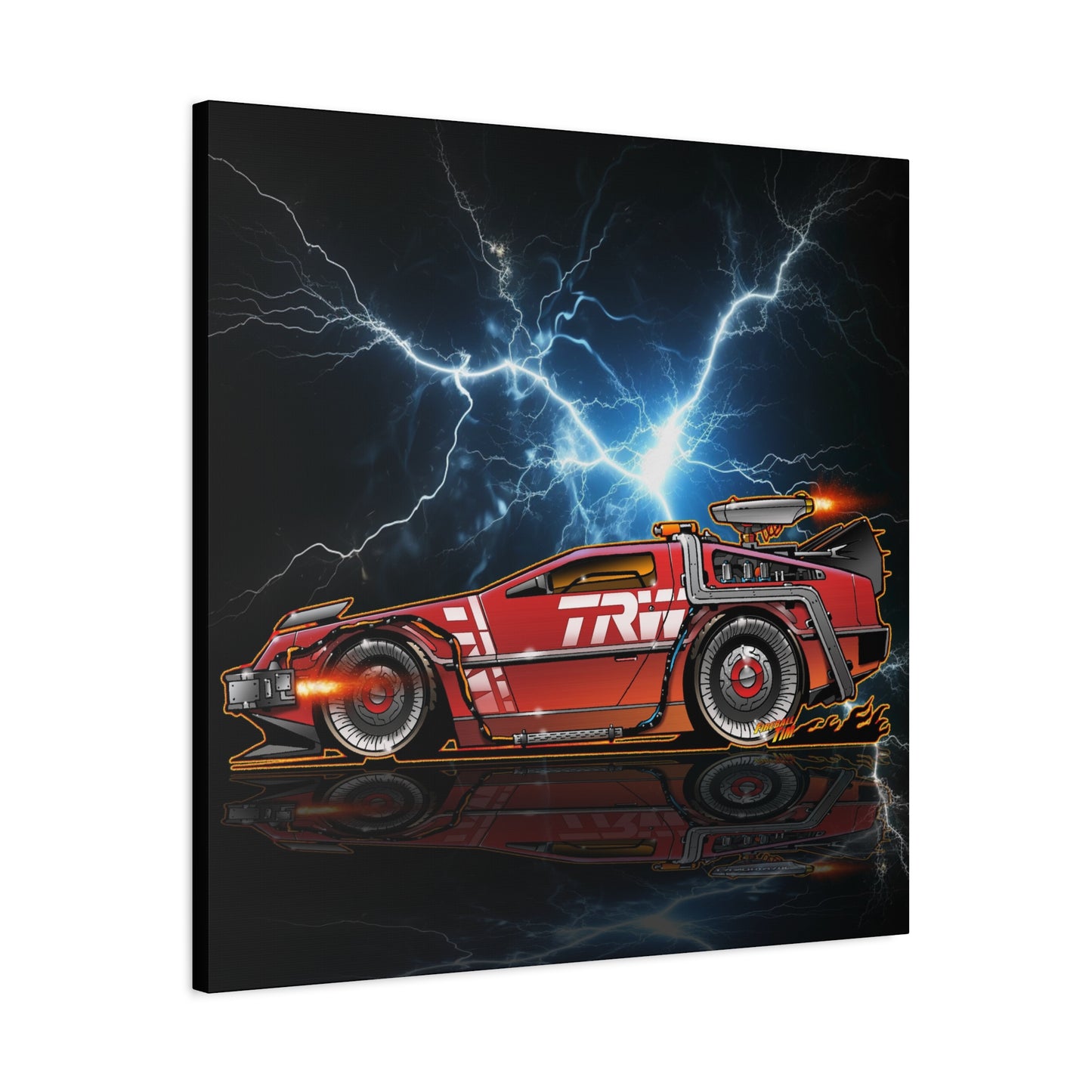 BACK TO THE FUTURE DELOREAN Red Steel Time Machine Canvas Art Wall Print 3 Sizes