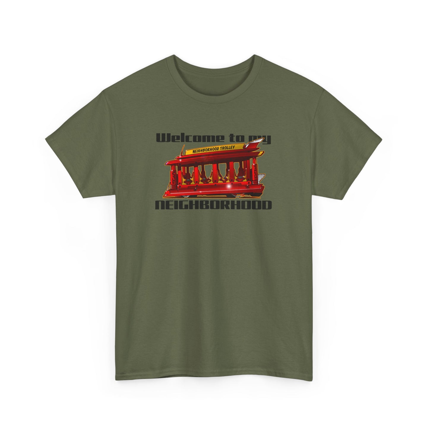 MR. ROGERS NEIGHBORHOOD TROLLEY Unisex Heavy Cotton Tee Shirt - Multiple Colors