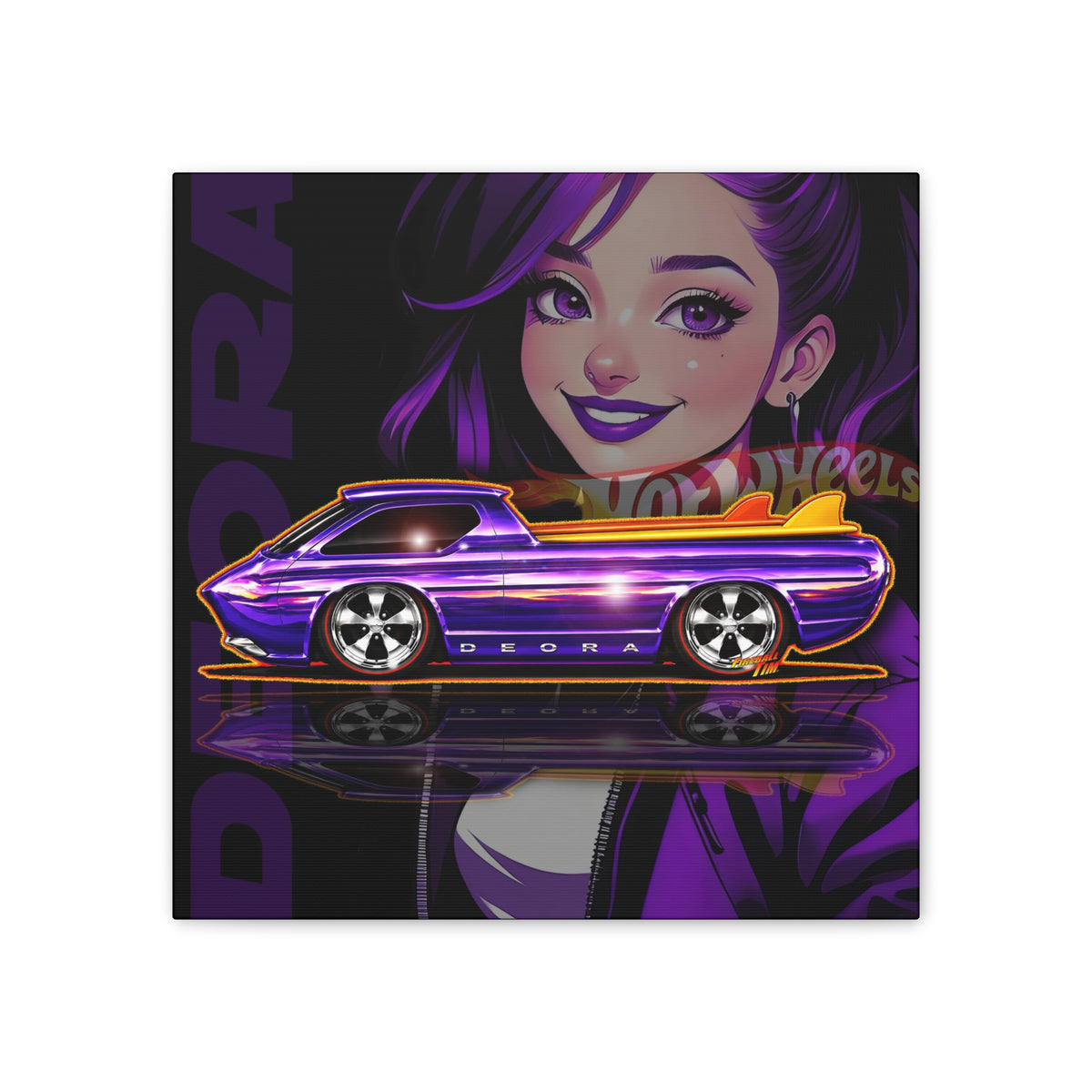 HOT WHEELS Sweet 16 DEORA Collectible Fireball Art Canvas Stretched Print
