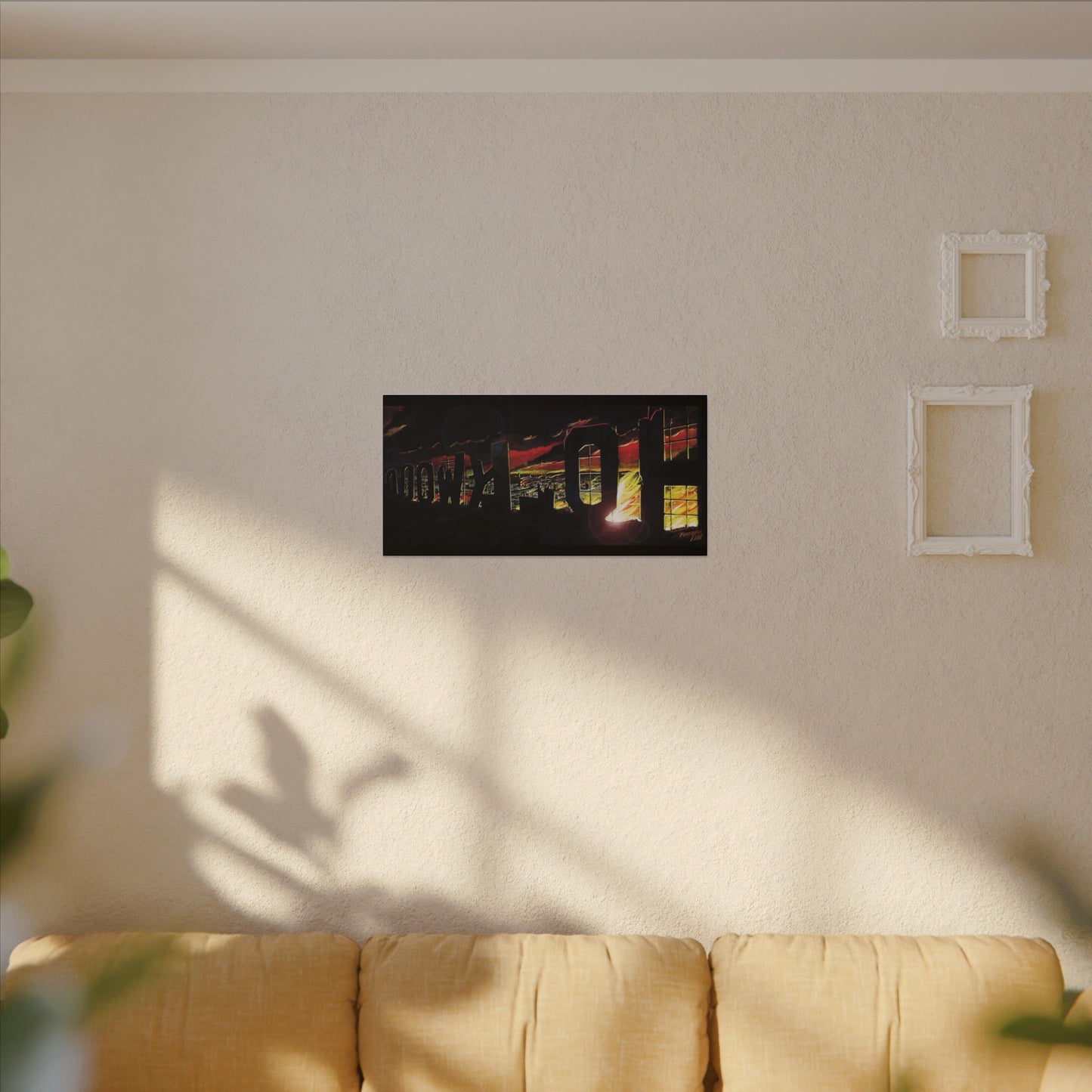 ESCAPE FROM LA Hollywood Sigh Fireball Concept Art Canvas Print