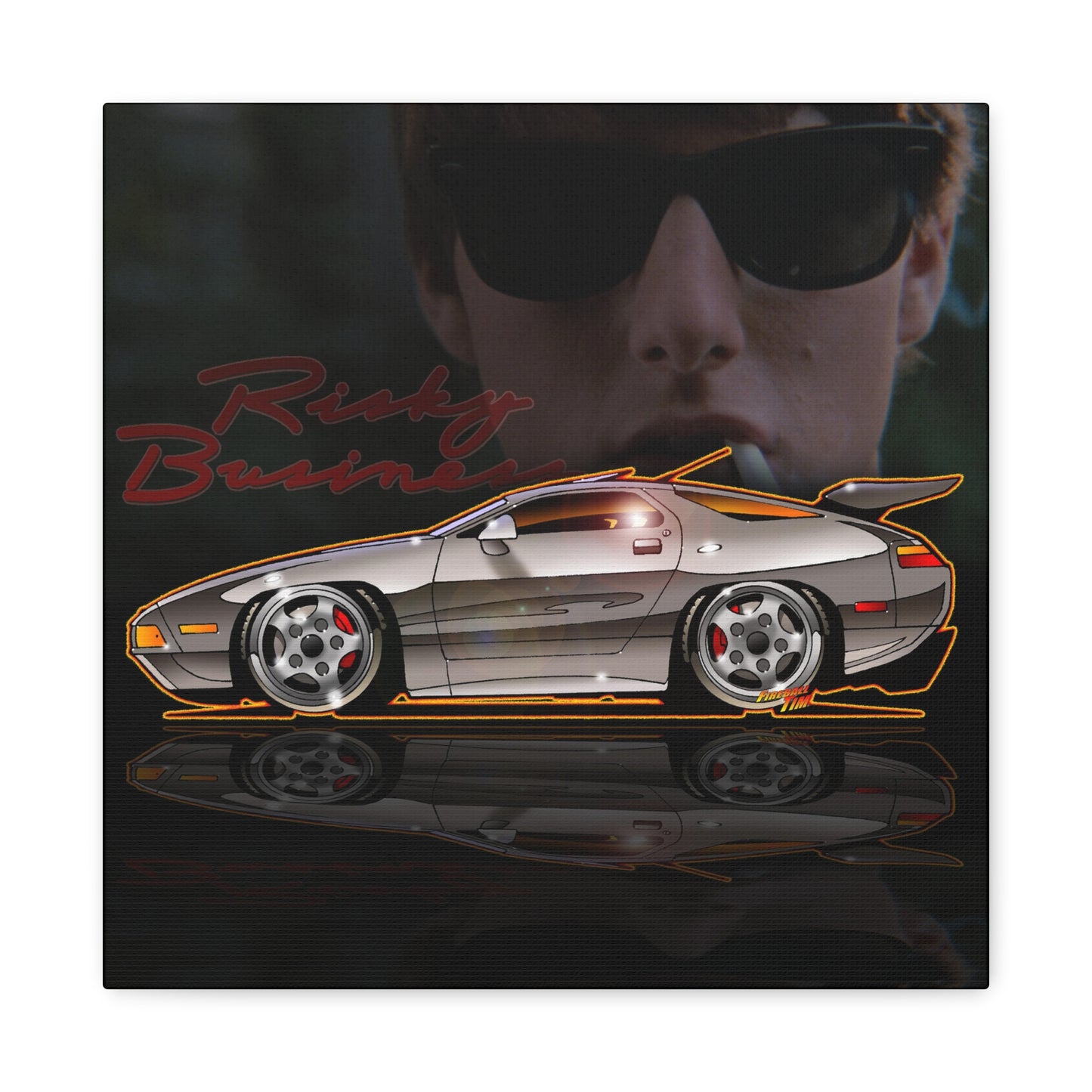 RISKY BUSINESS Porsche 928 Fireball Art Canvas Print - Sizes