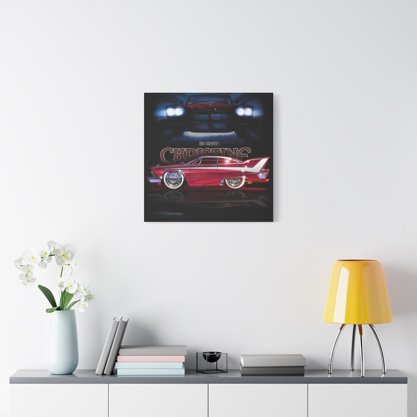 CHRISTINE 1958 Plymouth Fury Movie Car Fireball Art Canvas Print