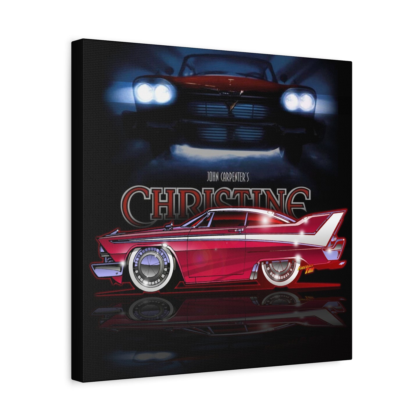 CHRISTINE 1958 Plymouth Fury Movie Car Fireball Art Canvas Print