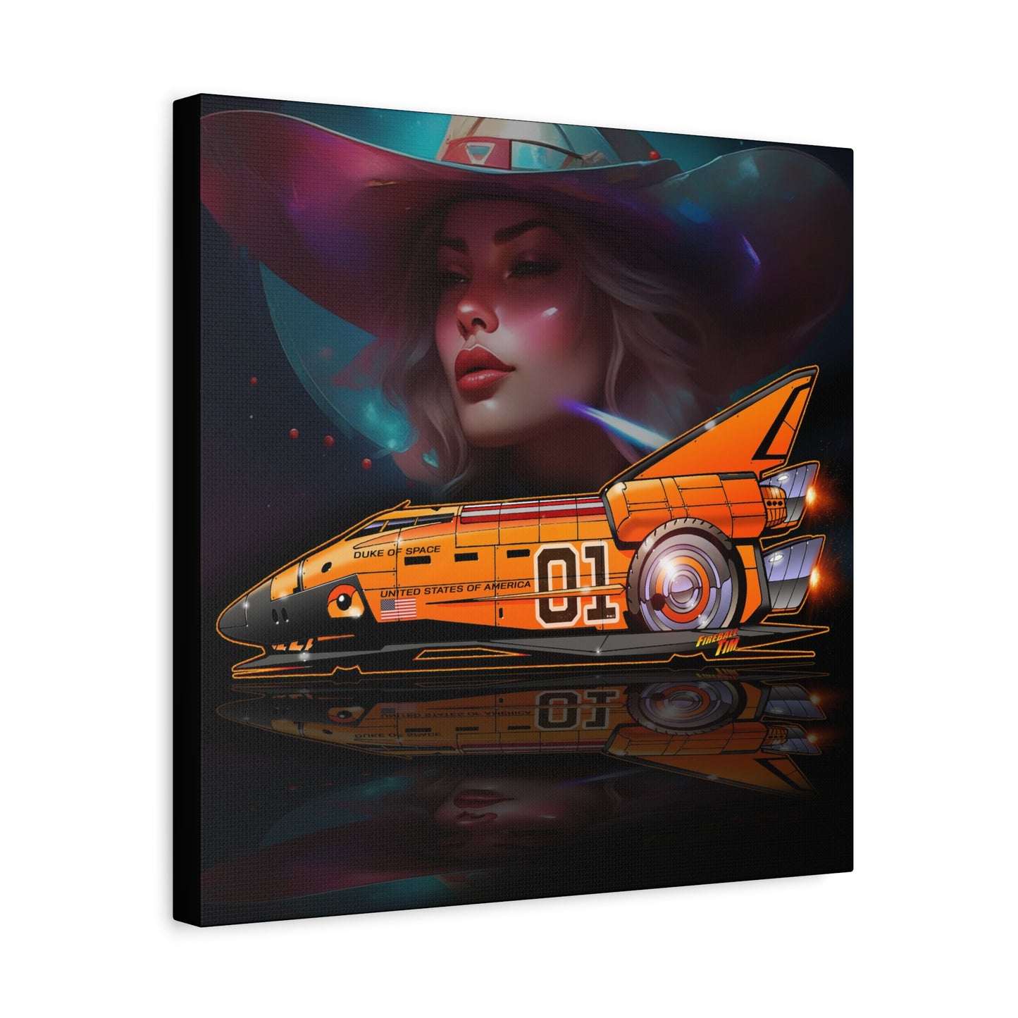 DUKE OF SPACE Dukes of Hazzard Space Shuttle Canvas Art Wall Print