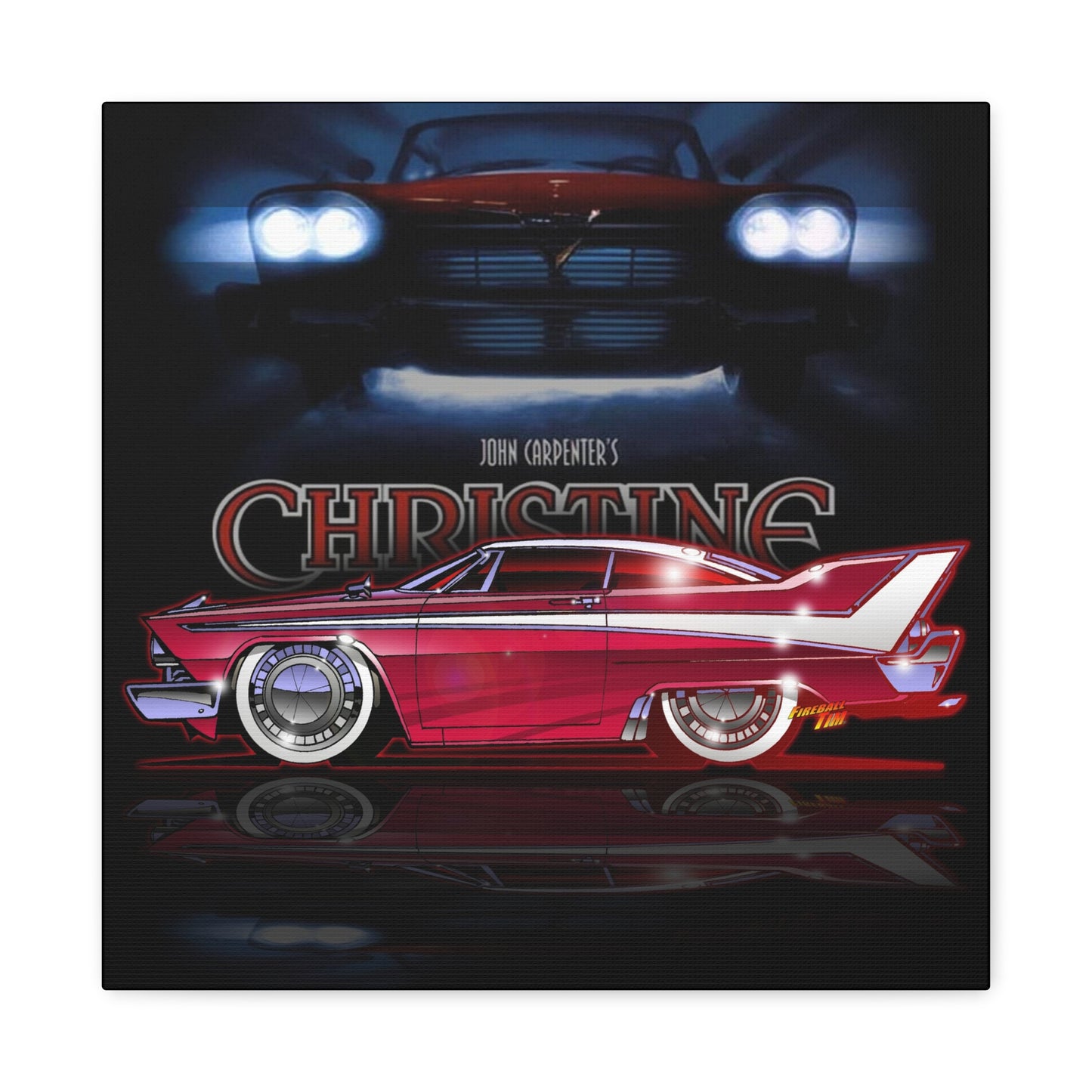 CHRISTINE 1958 Plymouth Fury Movie Car Fireball Art Canvas Print
