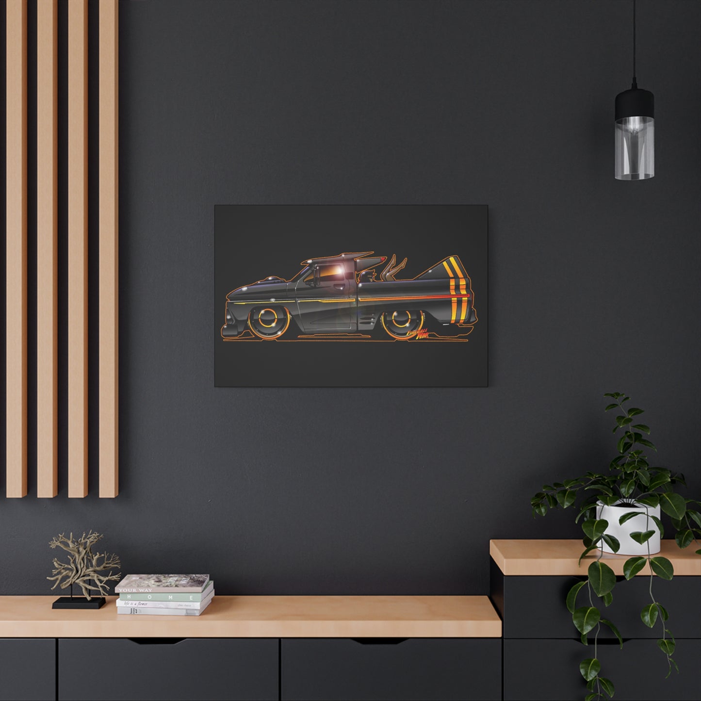 CHEVROLET C10 1960 Stinger Pickup Truck Fireball Art Canvas Print