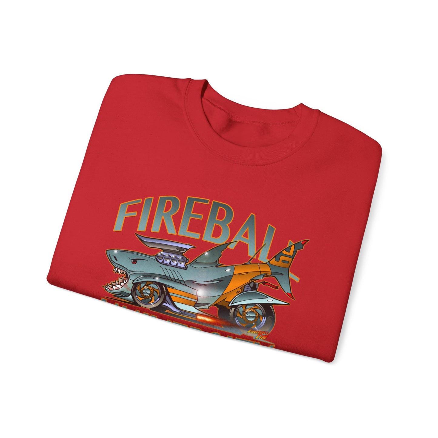 FIREBALL UNIVERSITY Skool of Kool Maneater Shark Hot Rod Concept Art Sweatshirt 5 Colors