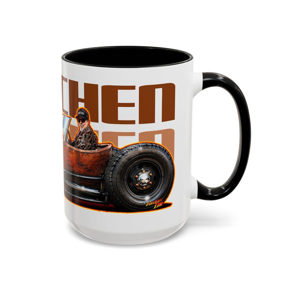 CUSTOM RAT ROD Hot Rod Gretchen Collectible Fireball Art Coffee Mug - 2 Sizes