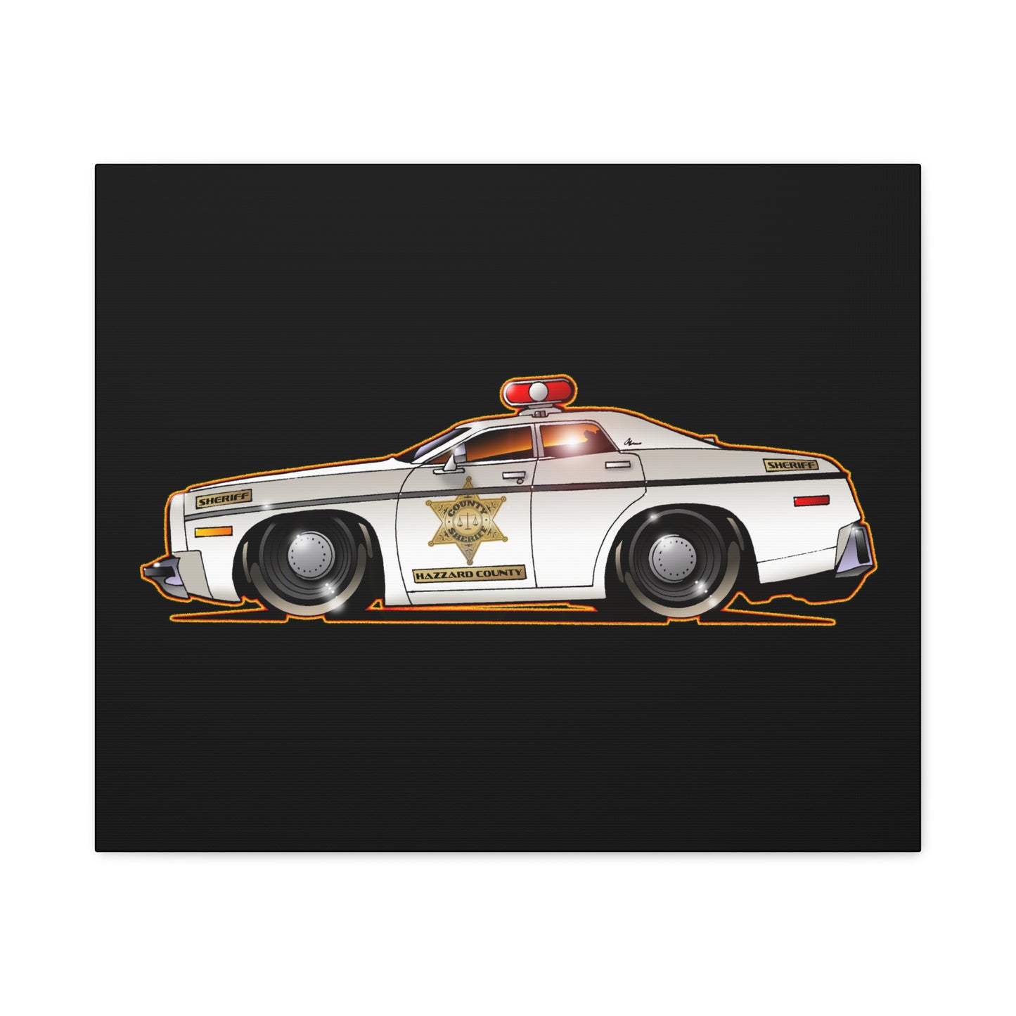 DUKES OF HAZZARD SHERIFF POLICE CAR Fireball Art Canvas Print