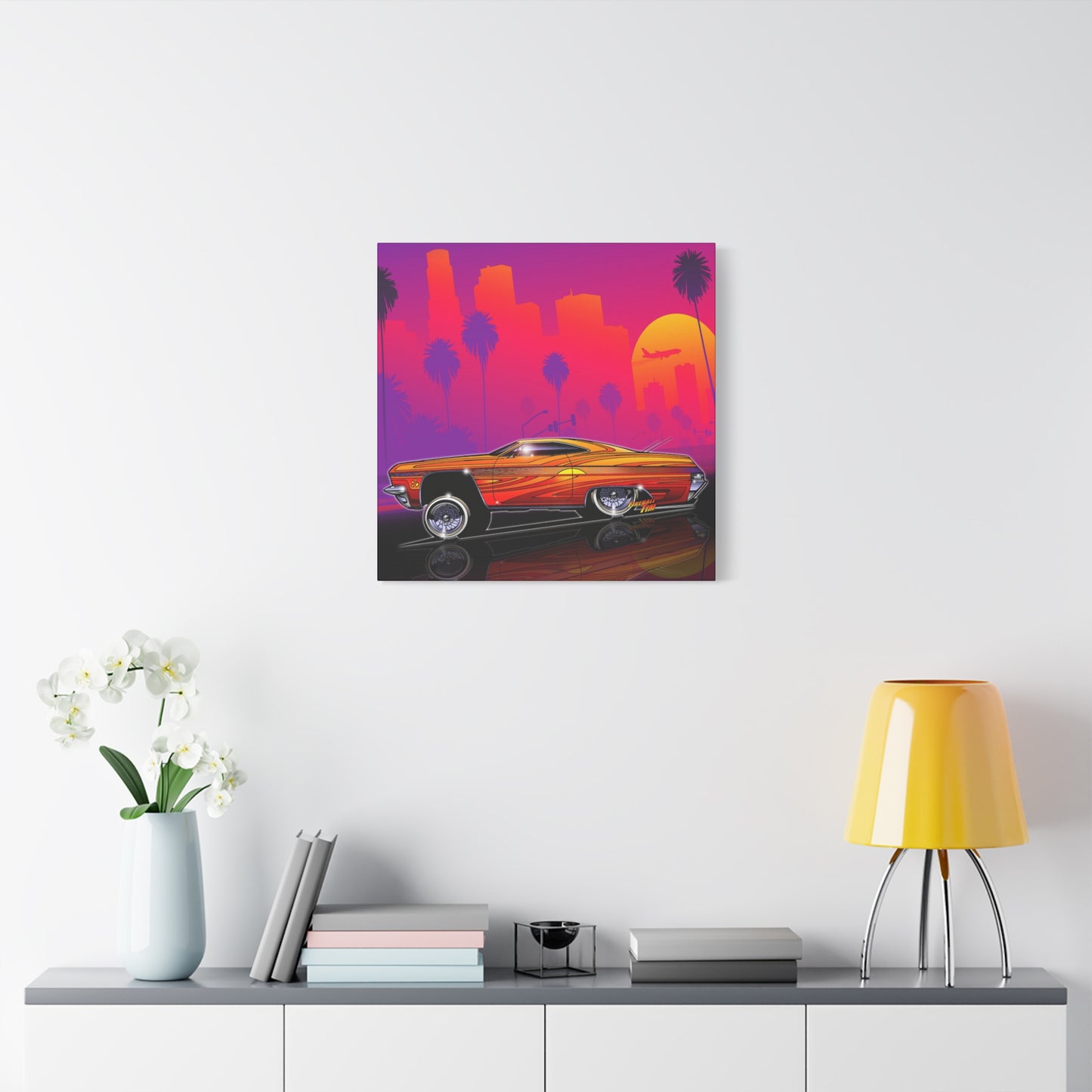 CHEVY IMPALA LOWRIDER Collectible Fireball Art Canvas Print