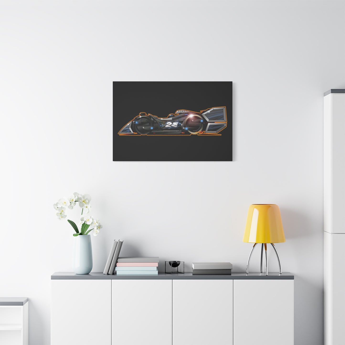 SPEED RACER GRAY GHOST Race Car Fireball Art Canvas Print