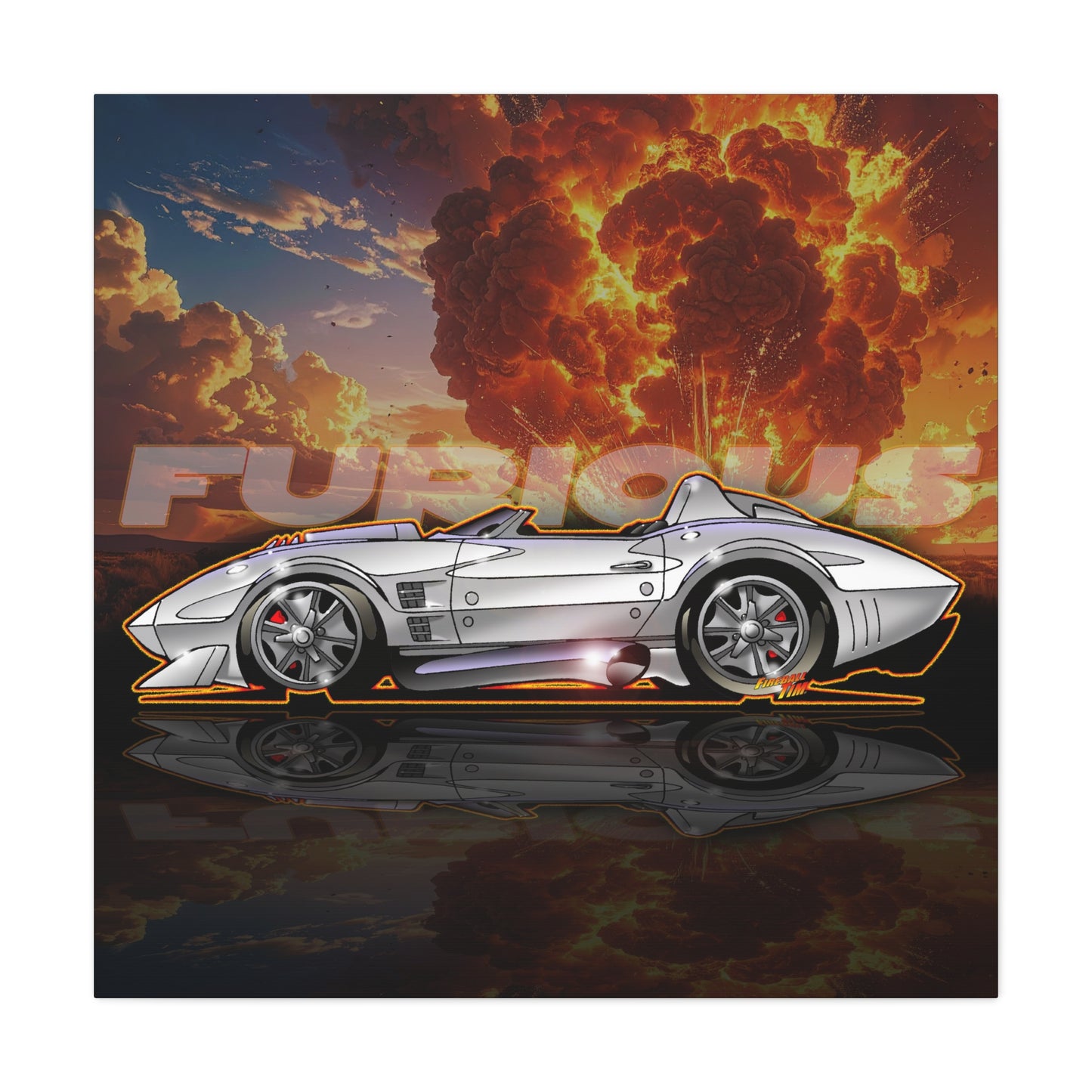 FAST AND FURIOUS Grand Sport Stingray Corvette Fireball Art Canvas Print