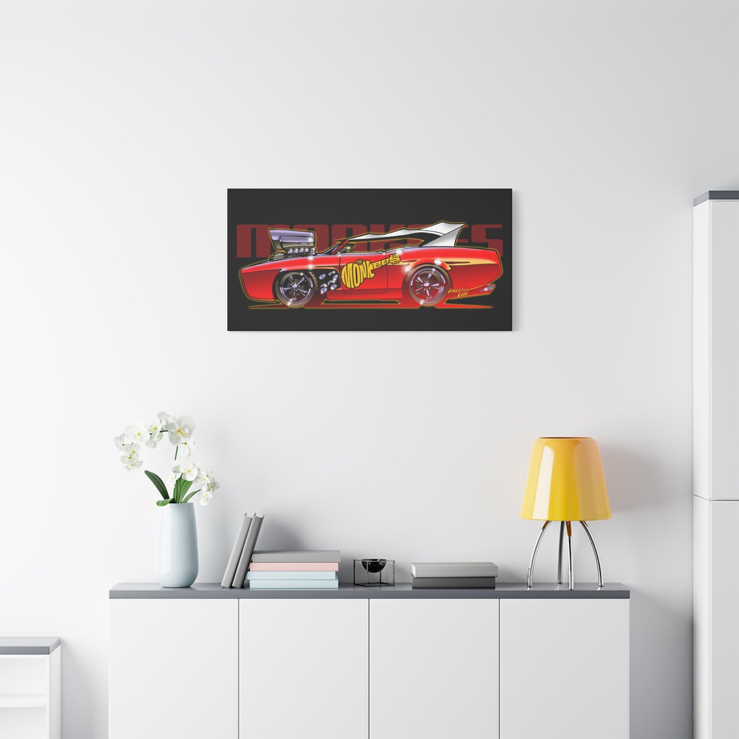 THE MONKEES Monkeemobile Fireball Canvas Art Wall Print - 11x14