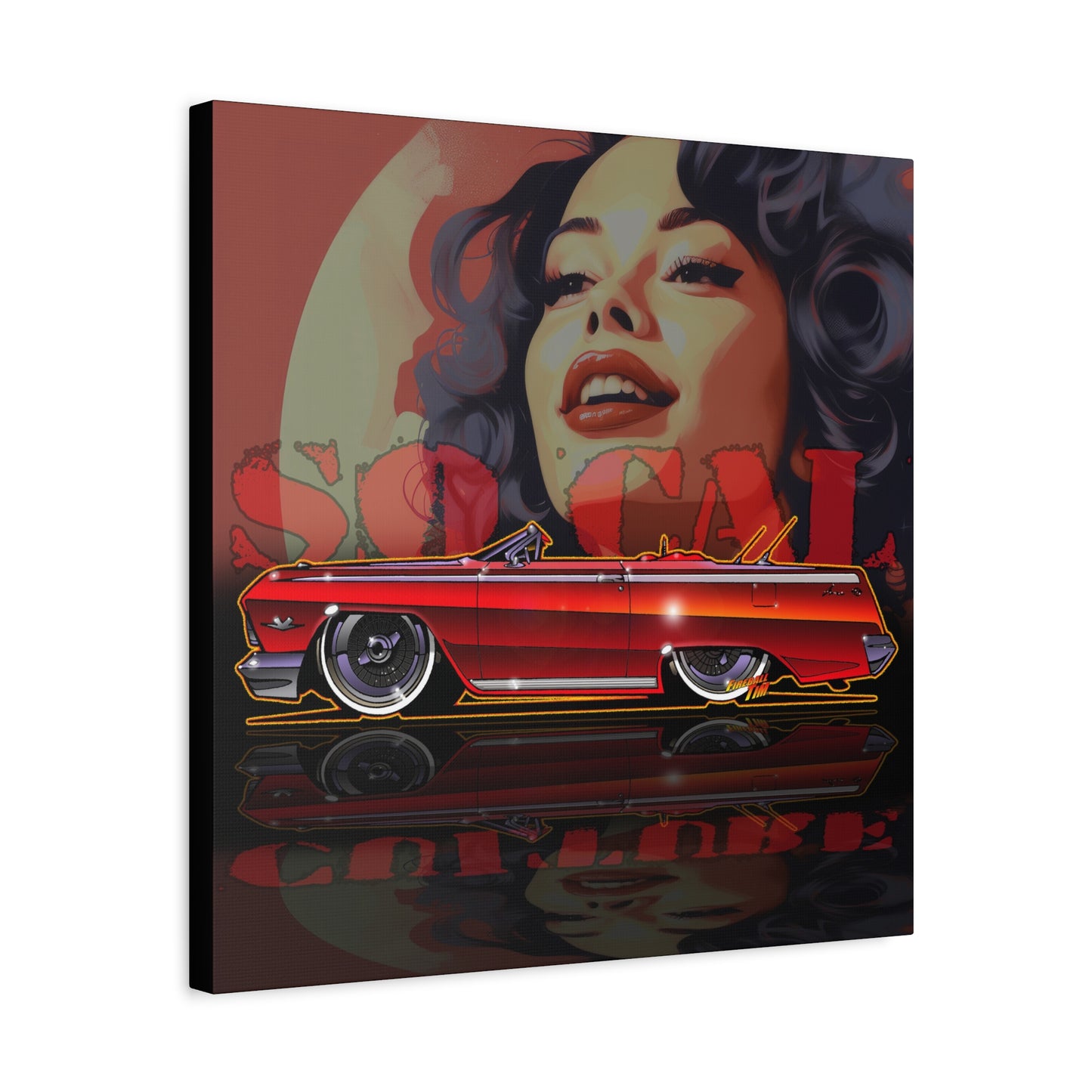 CHEVY IMPALA LOWRIDER Collectible Fireball Art Canvas Print