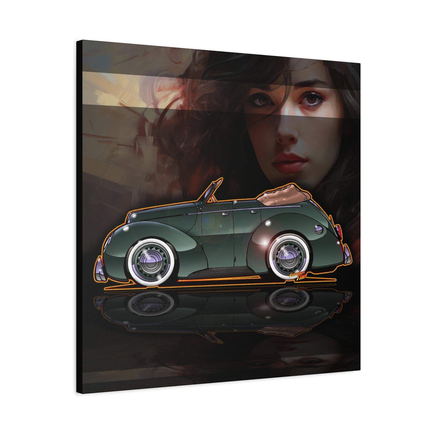 FORD DELUXE 1939 Convertible Fireball Art Canvas Print