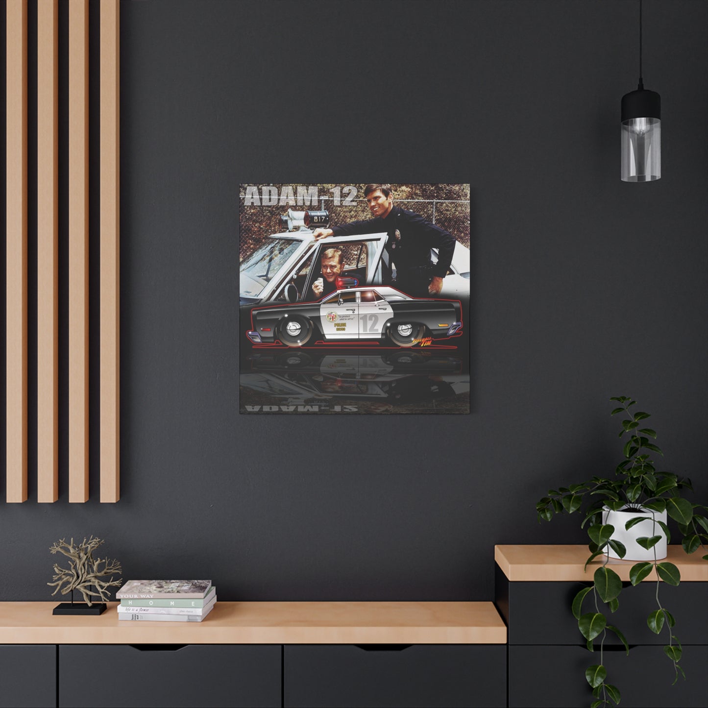 ADAM 12 PLYMOUTH Police Car Fireball Art Canvas Print