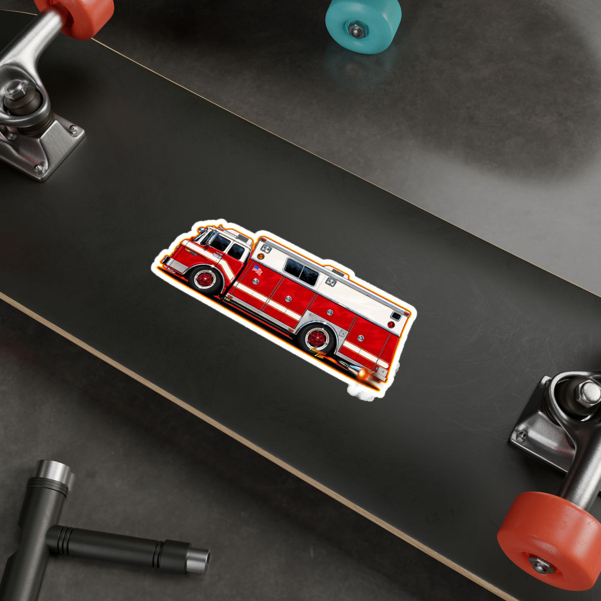 FIRE TRUCK Collectible Fireball Art Stickers in 4 Sizes