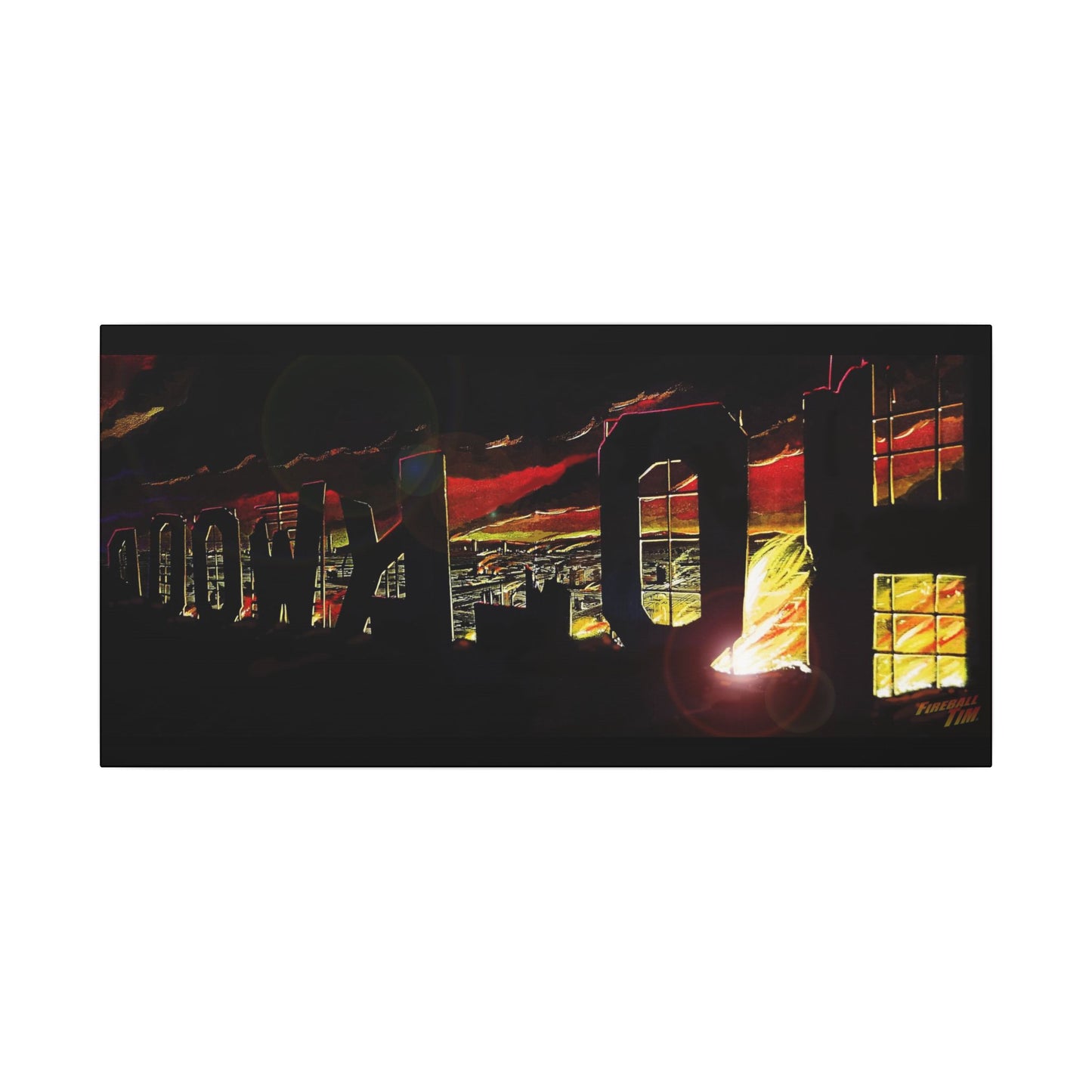 ESCAPE FROM LA Hollywood Sigh Fireball Concept Art Canvas Print