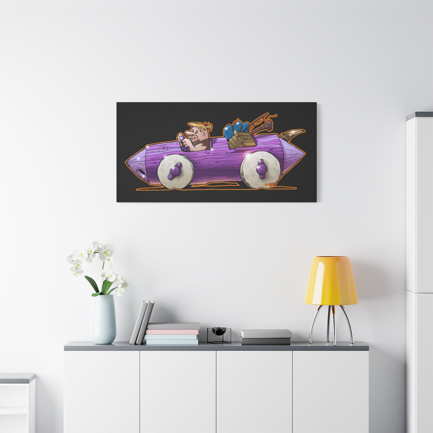 FLINSTONES BARNEY RUBBLE Fireball Art Canvas Wall Print - Multiple Sizes