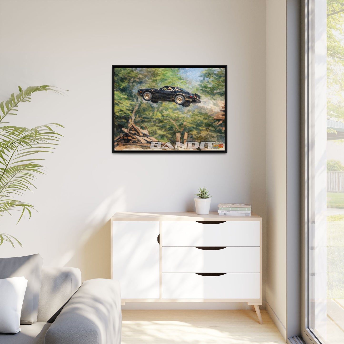 SMOKEY AND THE BANDIT TRANS AM WATERCOLOR PAINTING Fireball Movie Car Canvas Print - Framed 24x18