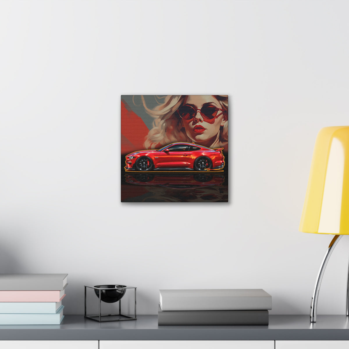 FORD MUSTANG 2019 GT 5.0 Collectible Fireball Art Canvas Stretched Print