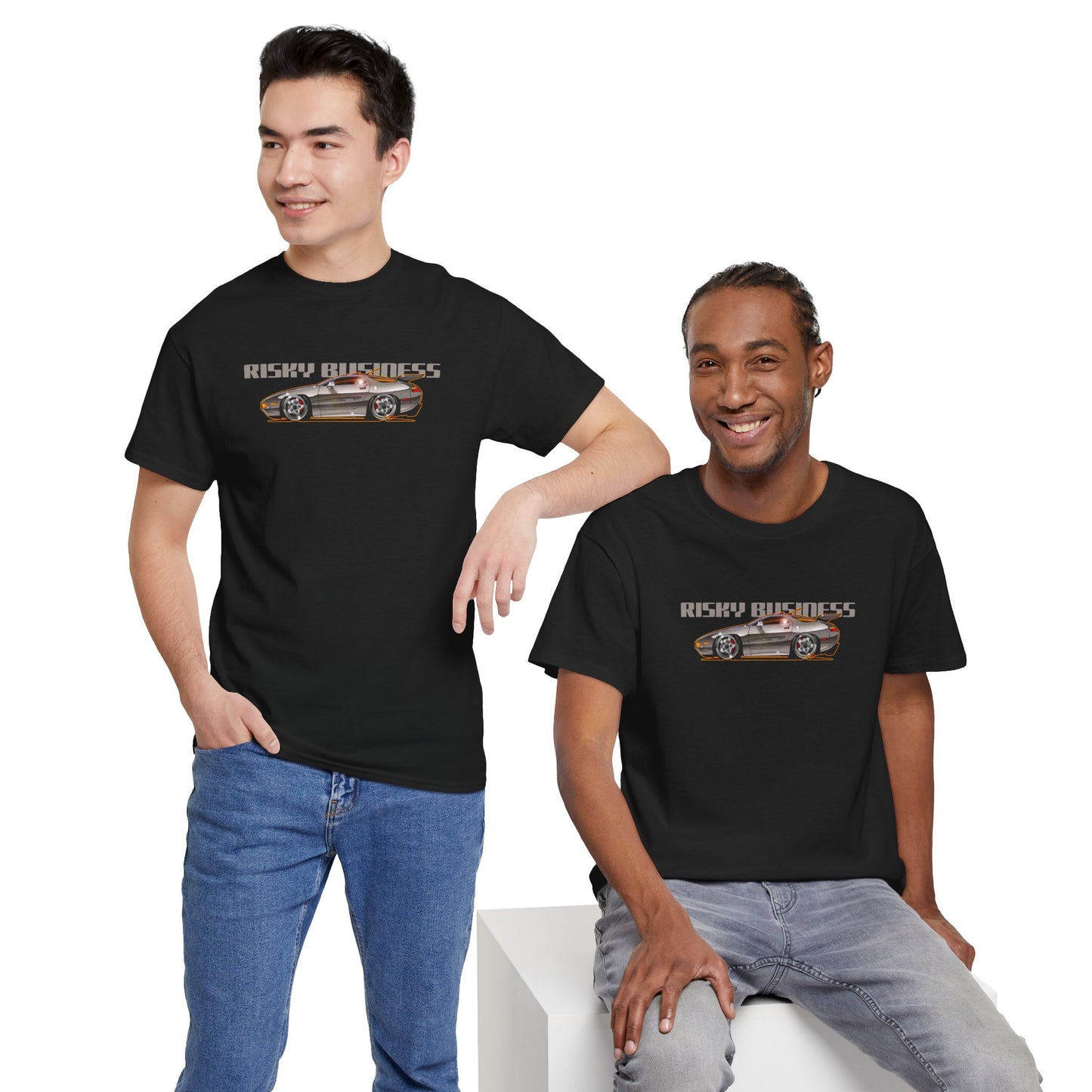 RISKY BUSINESS Porsche 928 Fireball Art Cotton Tee Shirt - Colors