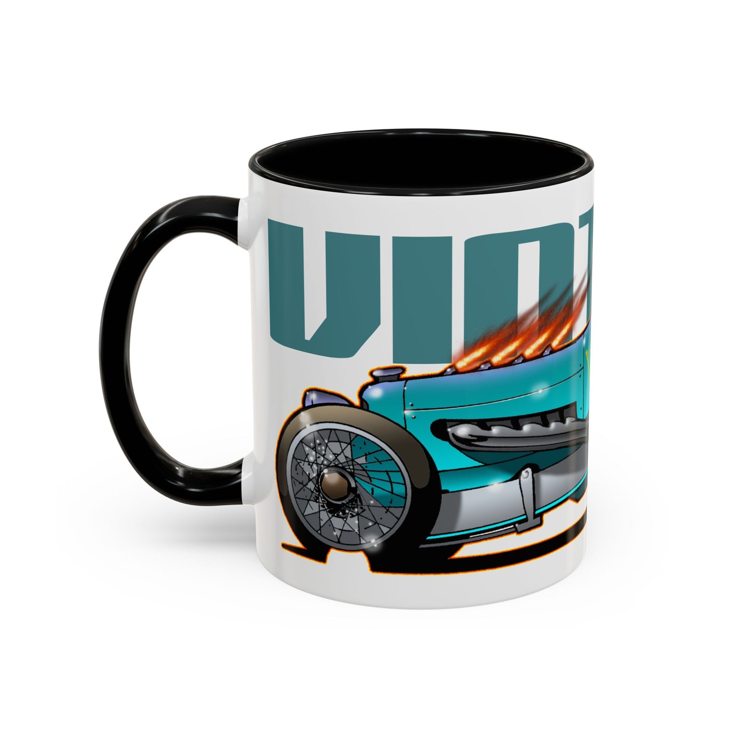 CUSTOM VINTAGE RACE CAR Fireball Art Coffee Mug - 2 Sizes