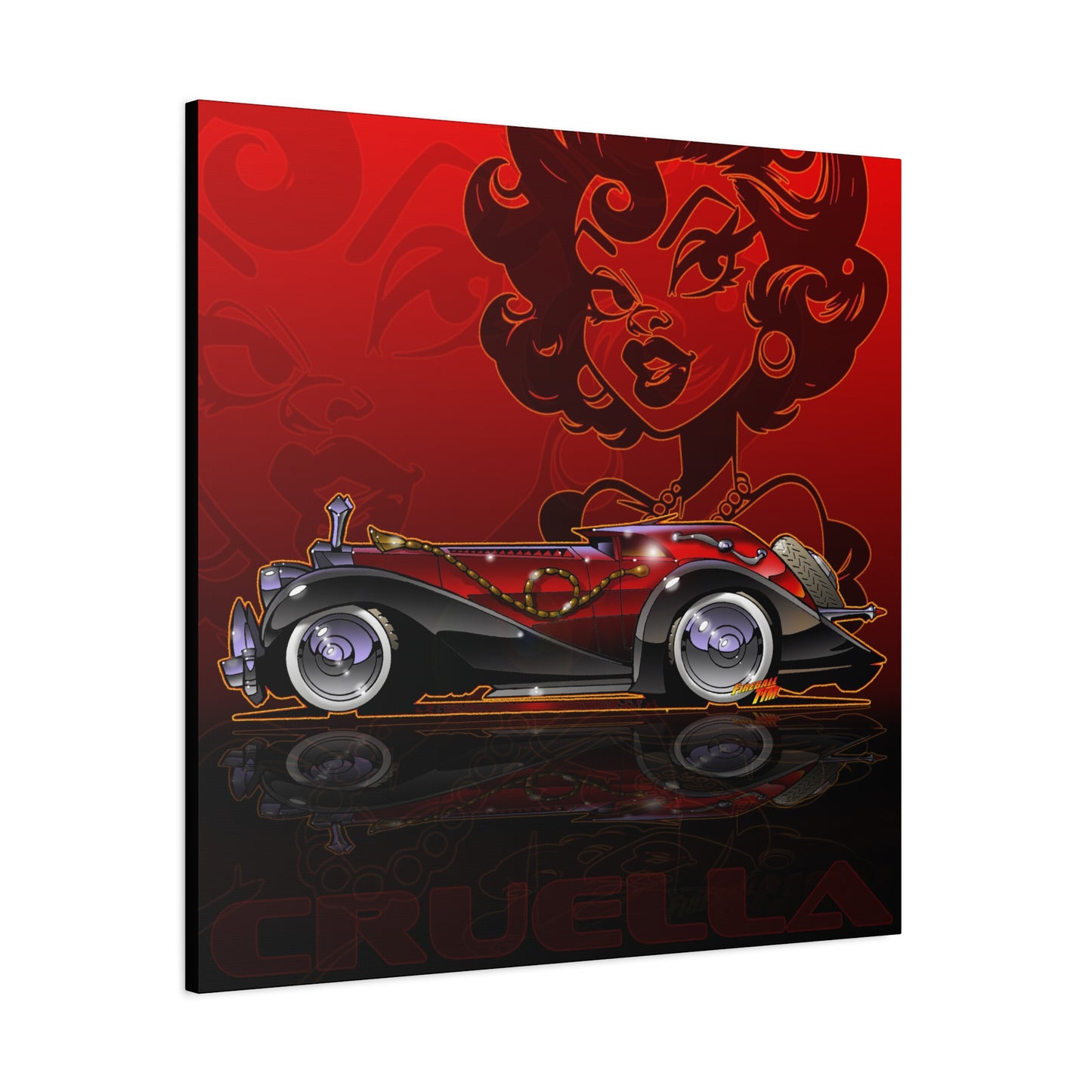 CRUELLA deVIL 1974 Panther DeVille Fireball Art Canvas Print