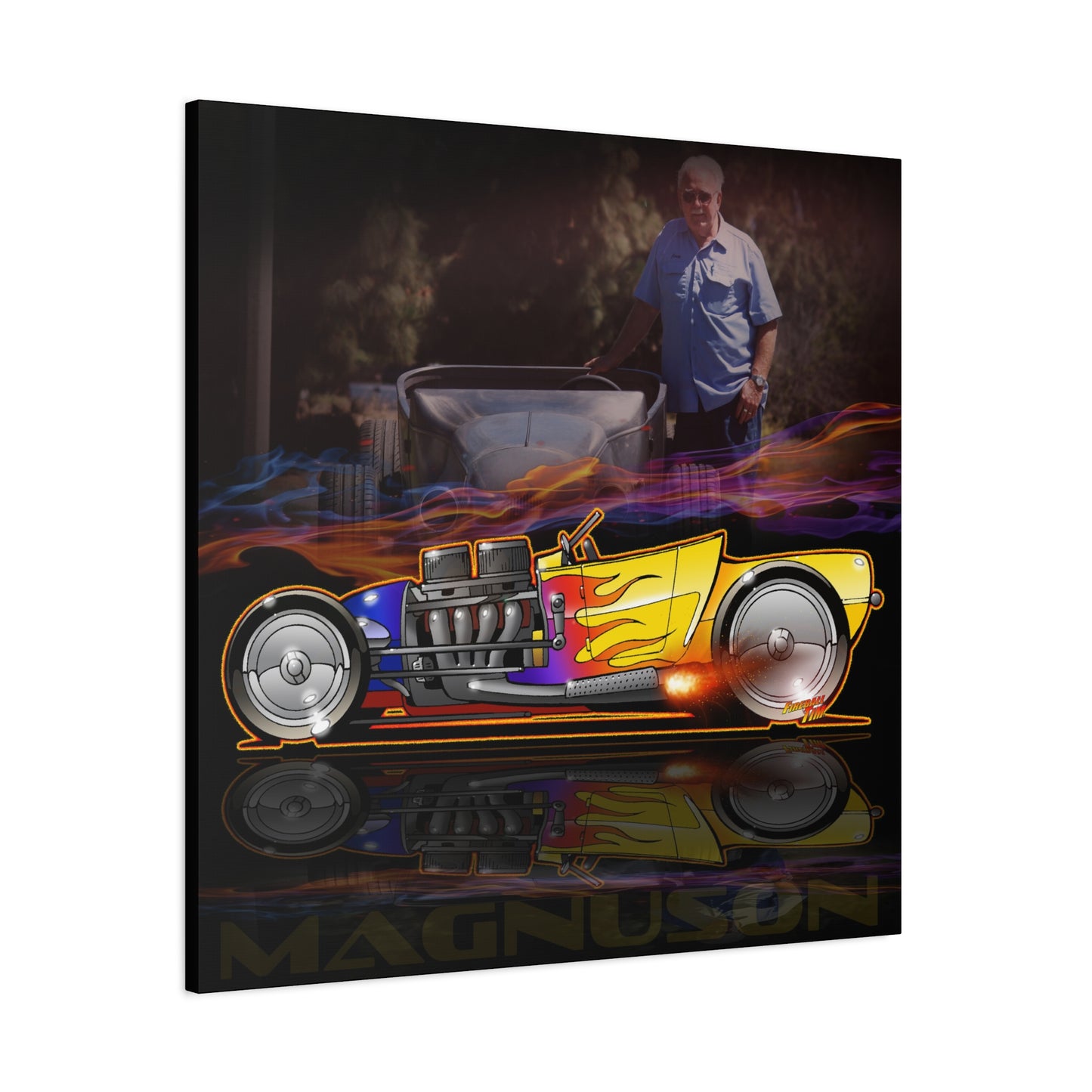 MAGNUSON Track Roadster Hot Rod Fireball Art Canvas Print