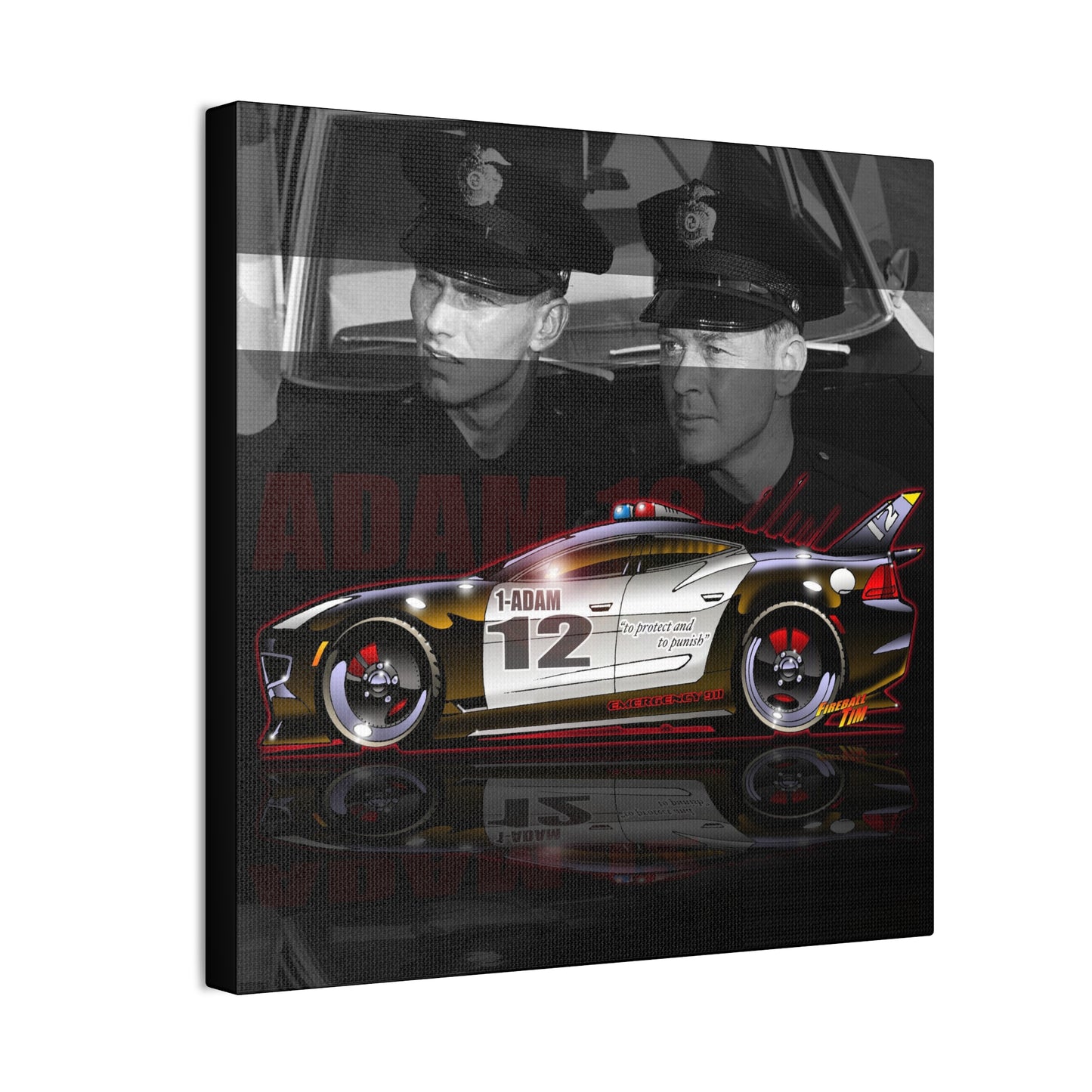 ADAM 12 FISKER KARMA Police Car Canvas Art Print - 2 Sizes