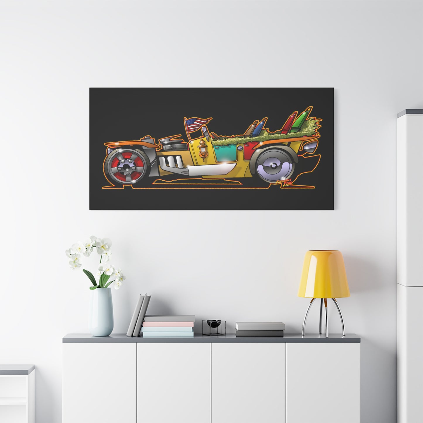 MONGREL T HOT ROD Elvis Easy Come Easy Go Fireball Canvas Art Wall Print