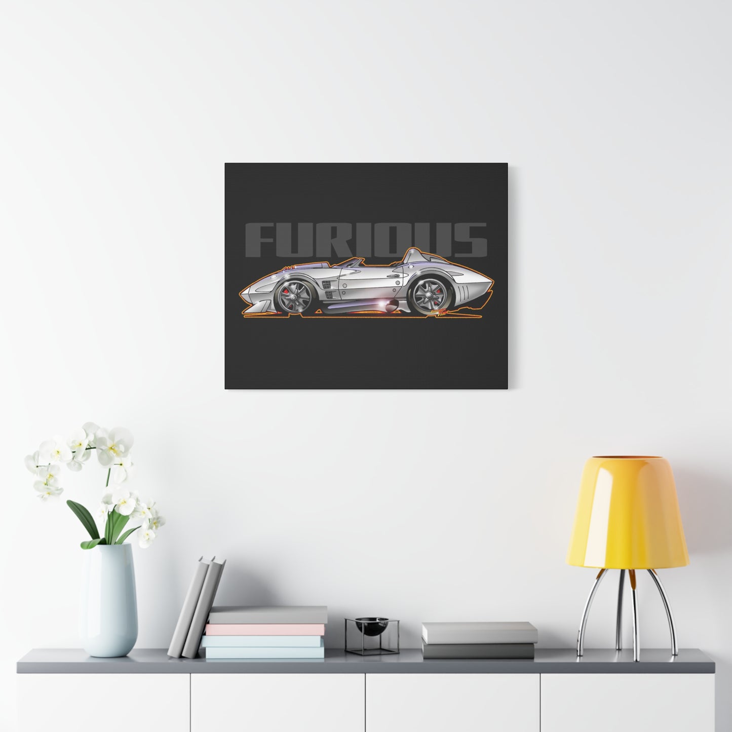 FAST AND FURIOUS Grand Sport Stingray Corvette Fireball Art Canvas Art Wall Print