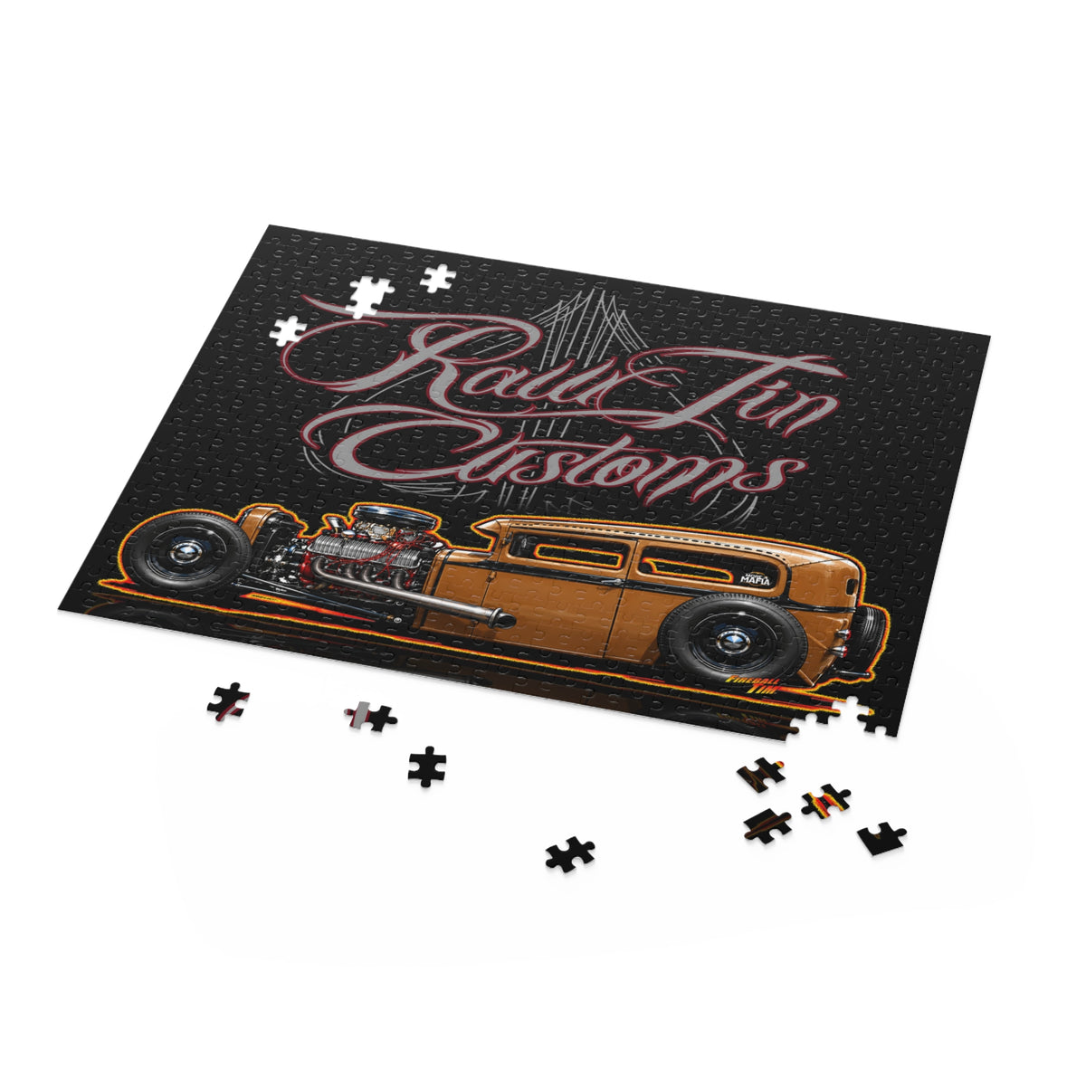 RAWTIN CUSTOMS Hot Rod Jigsaw Puzzle — Retro Hot Rods (120/252/500‑Piece)