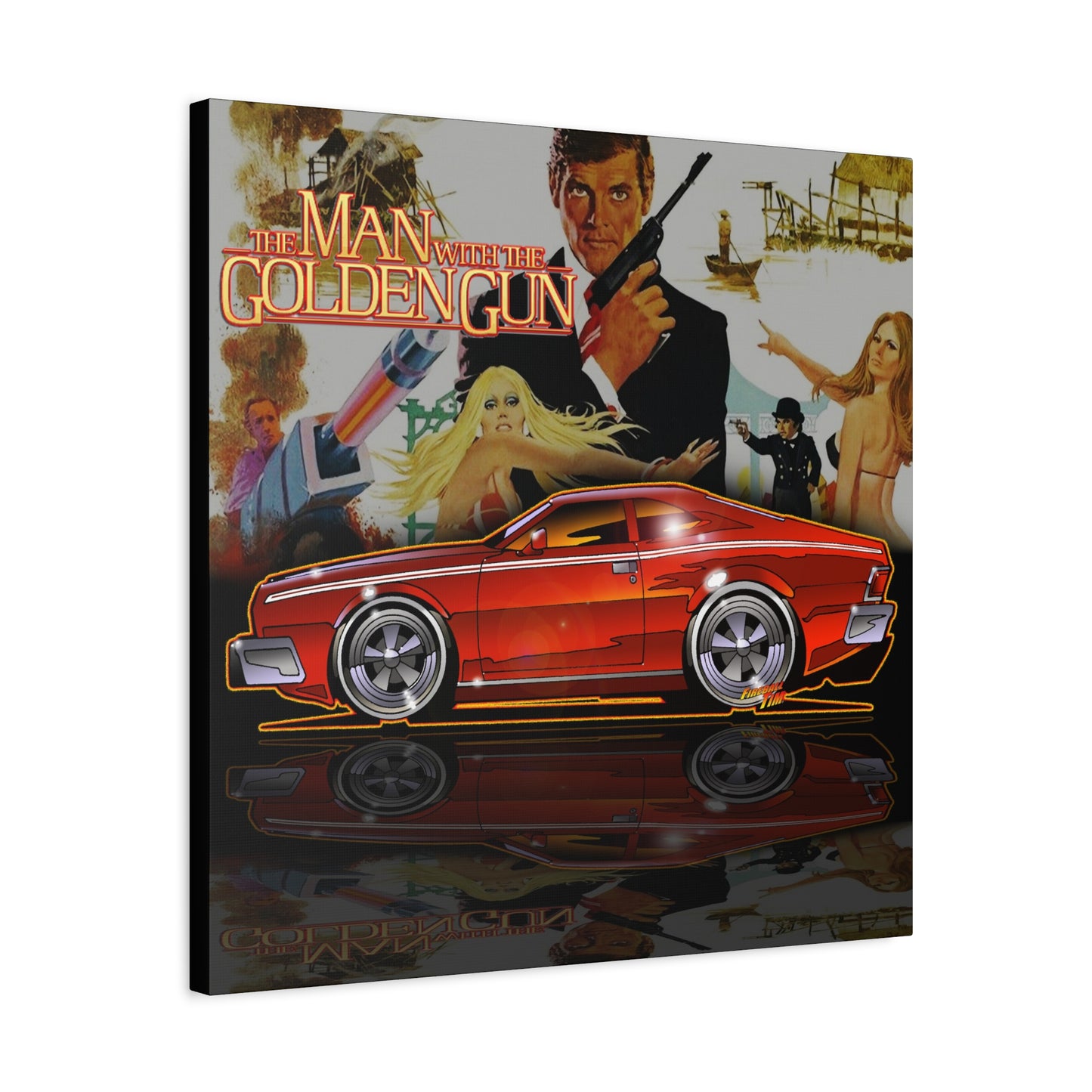 MAN WITH THE GOLDEN GUN AMC Hornet James Bond Fireball Art Canvas Print
