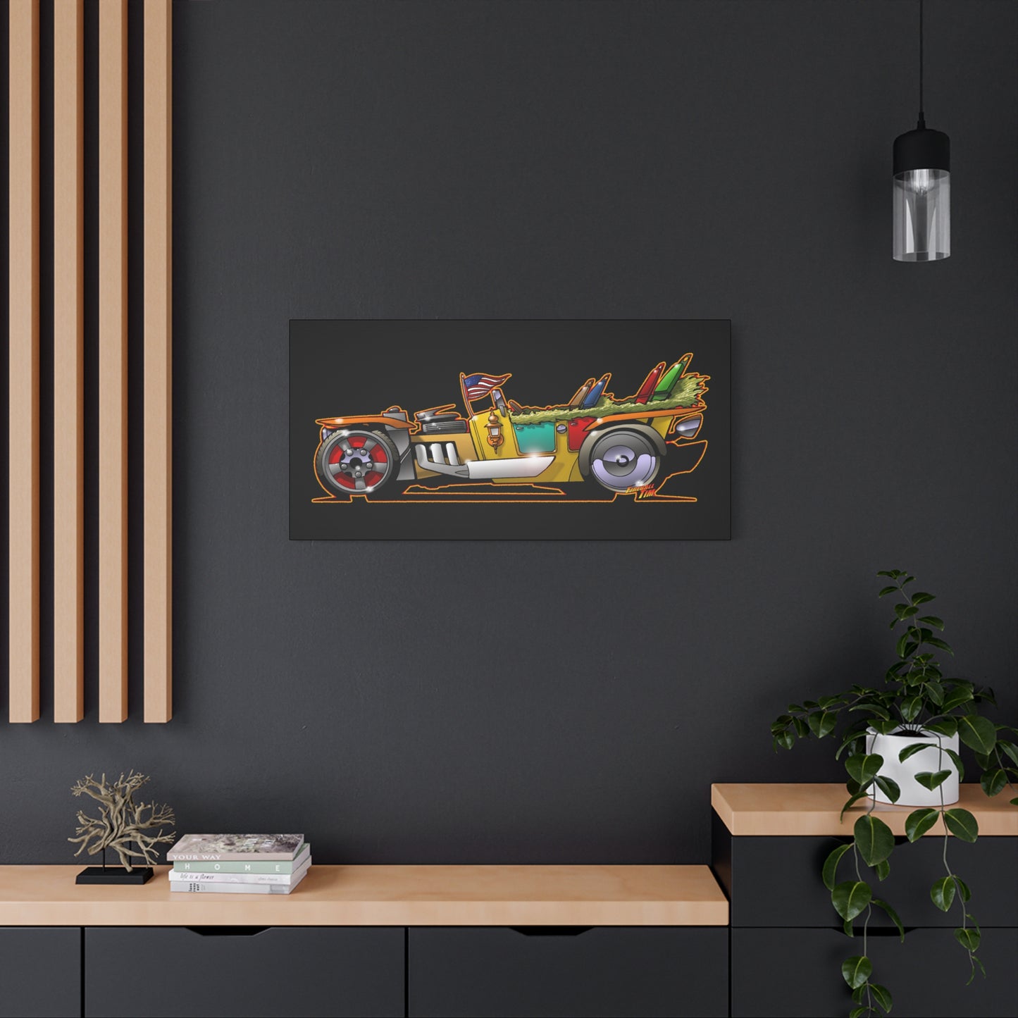 MONGREL T HOT ROD Elvis Easy Come Easy Go Fireball Canvas Art Wall Print