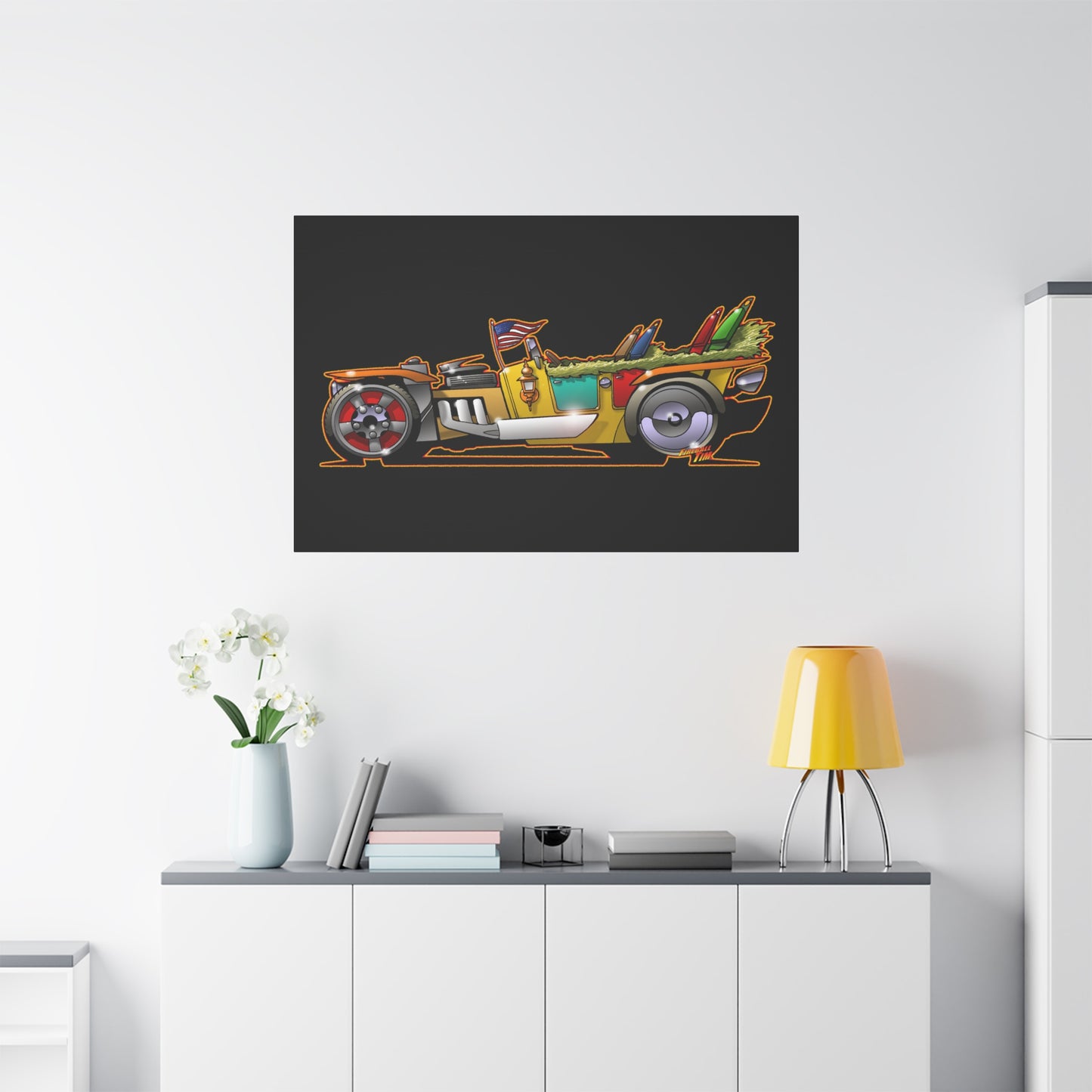 MONGREL T HOT ROD Elvis Easy Come Easy Go Fireball Canvas Art Wall Print