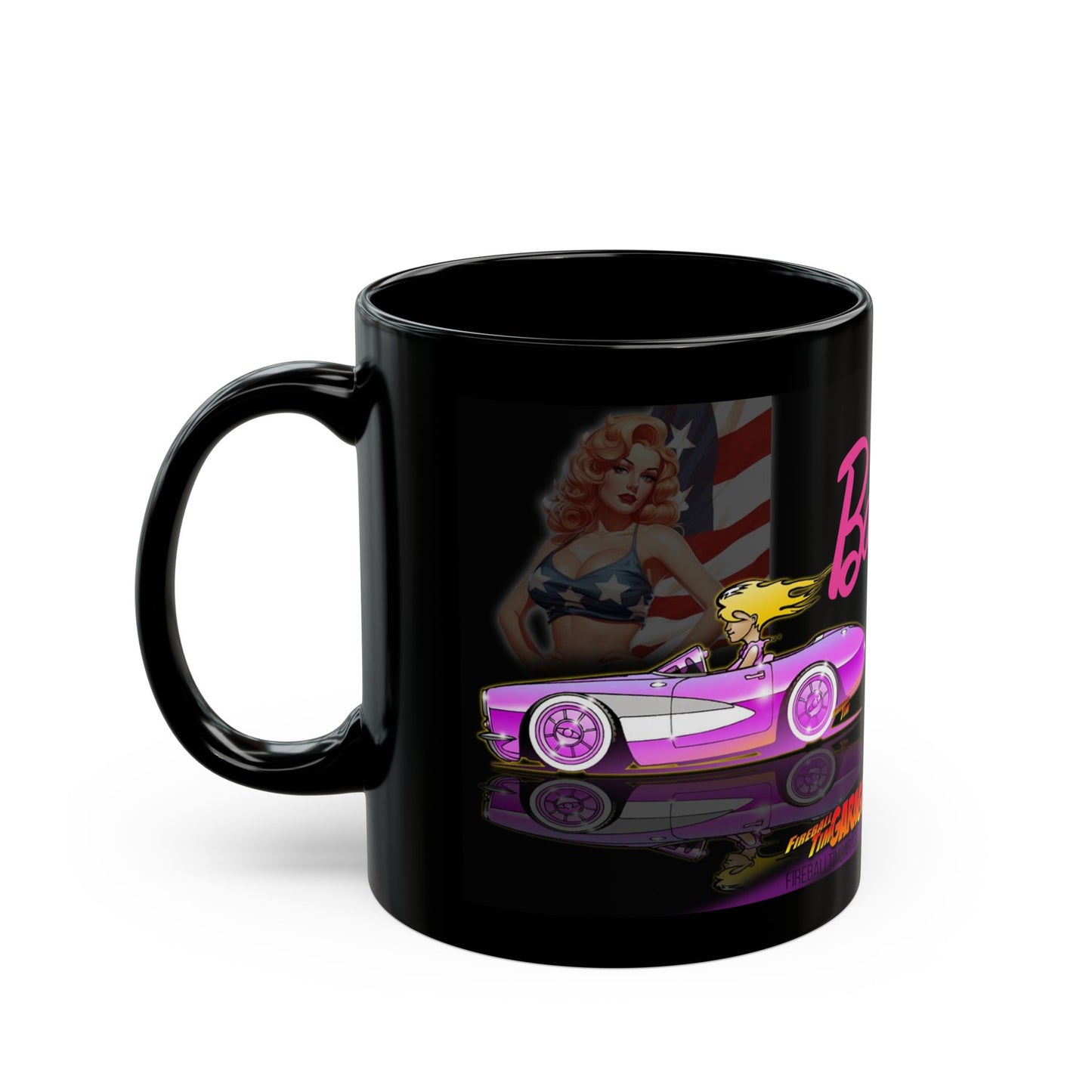 BARBIE CORVETTE Concept Art Black Coffee Mug 11oz