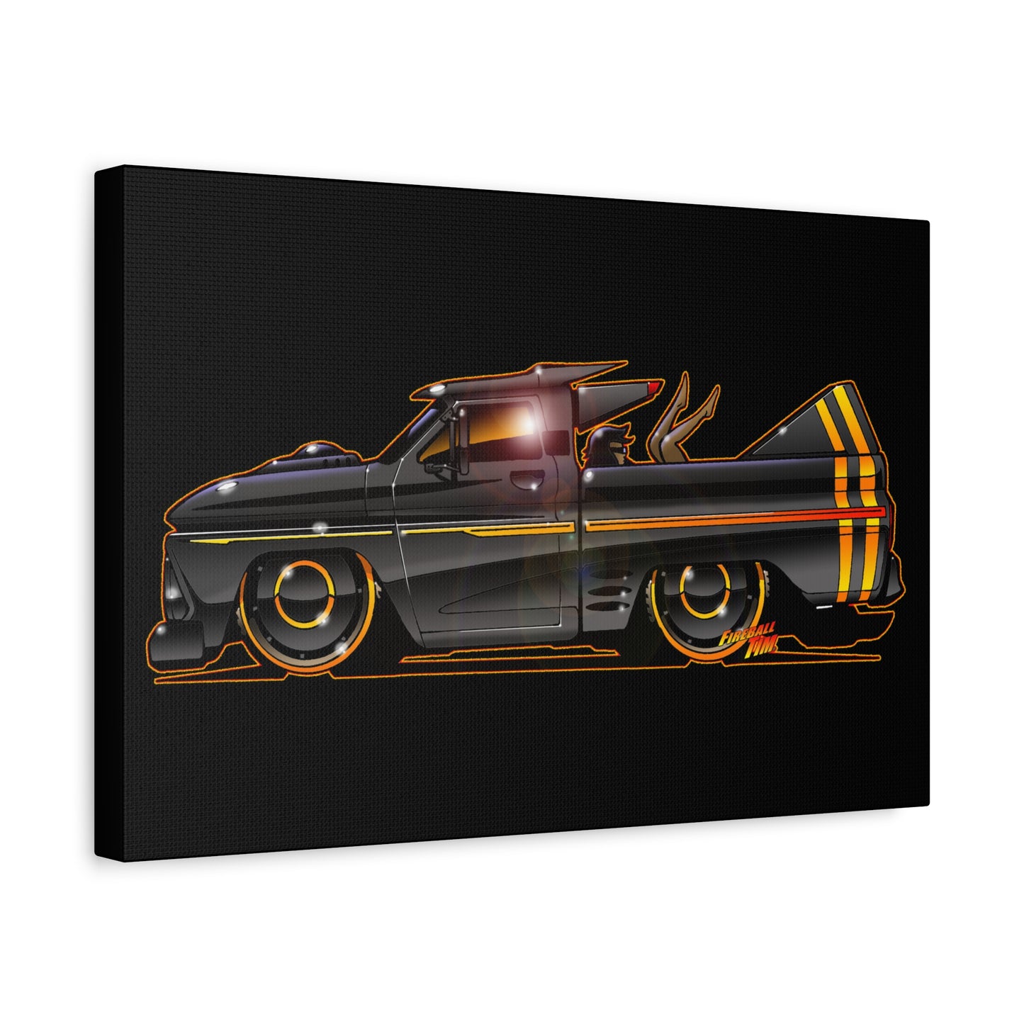 CHEVROLET C10 1960 Stinger Pickup Truck Fireball Art Canvas Print
